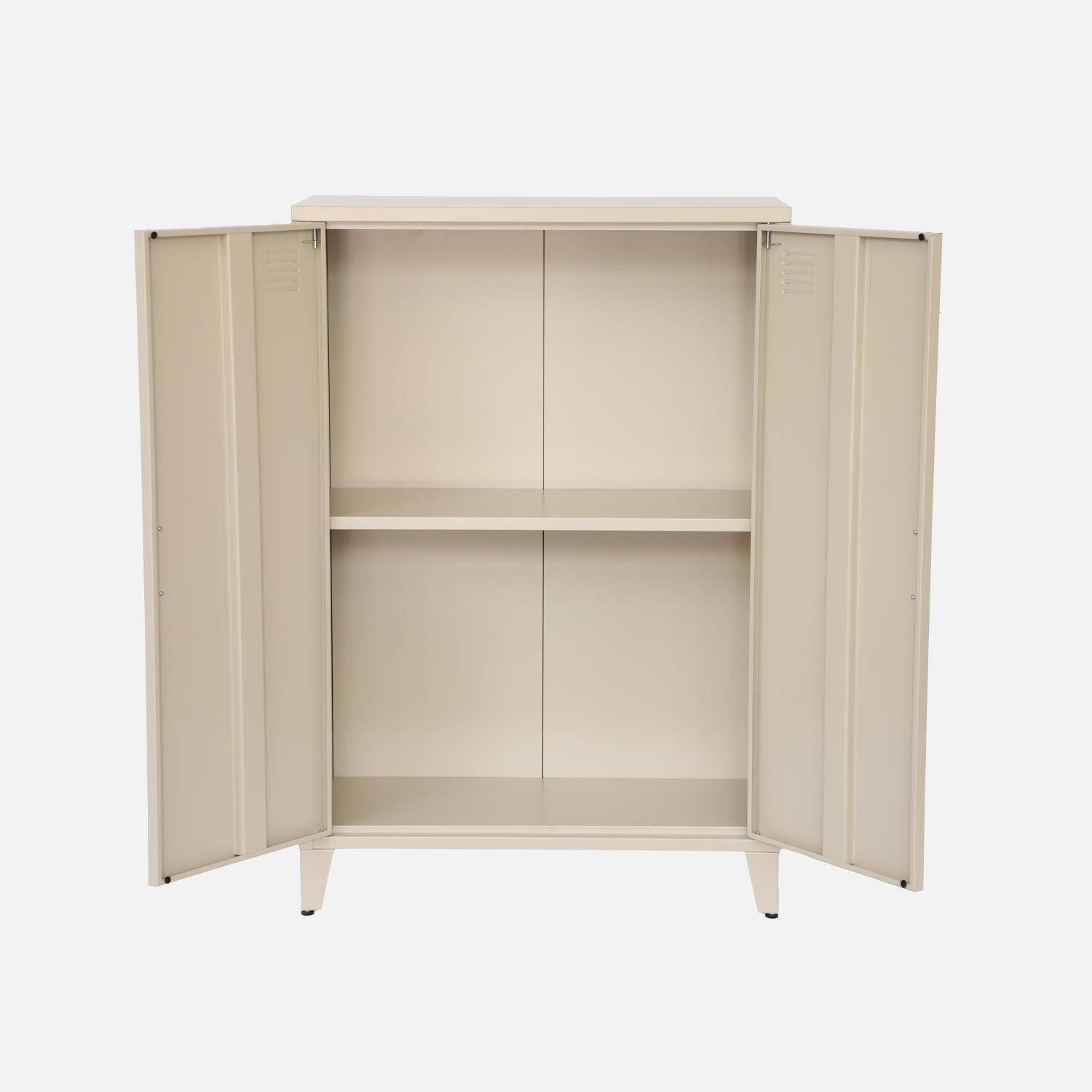 Commode/armoire en métal beige, 2 espaces de rangement, casiers,sweeek,Photo3