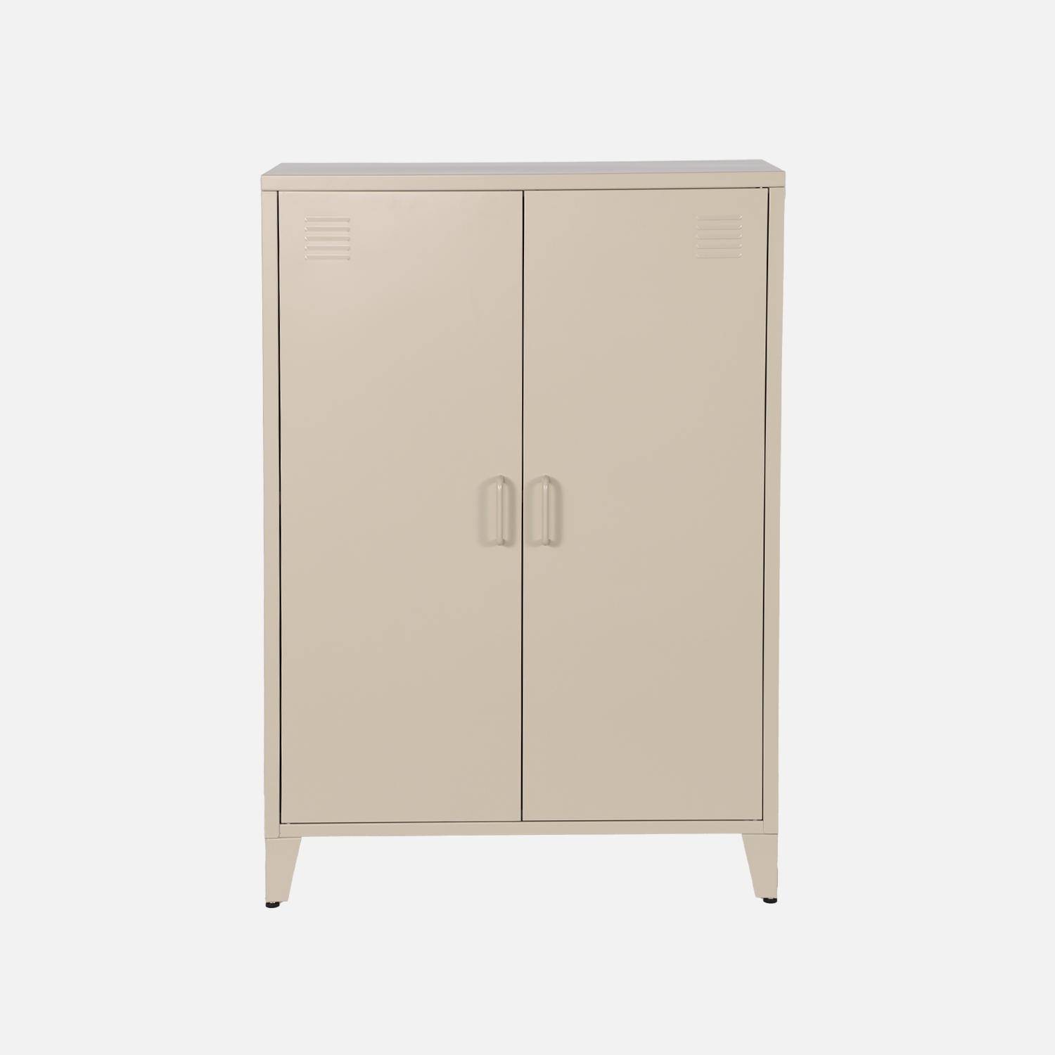 Commode/armoire en métal beige, 2 espaces de rangement, casiers,sweeek,Photo2