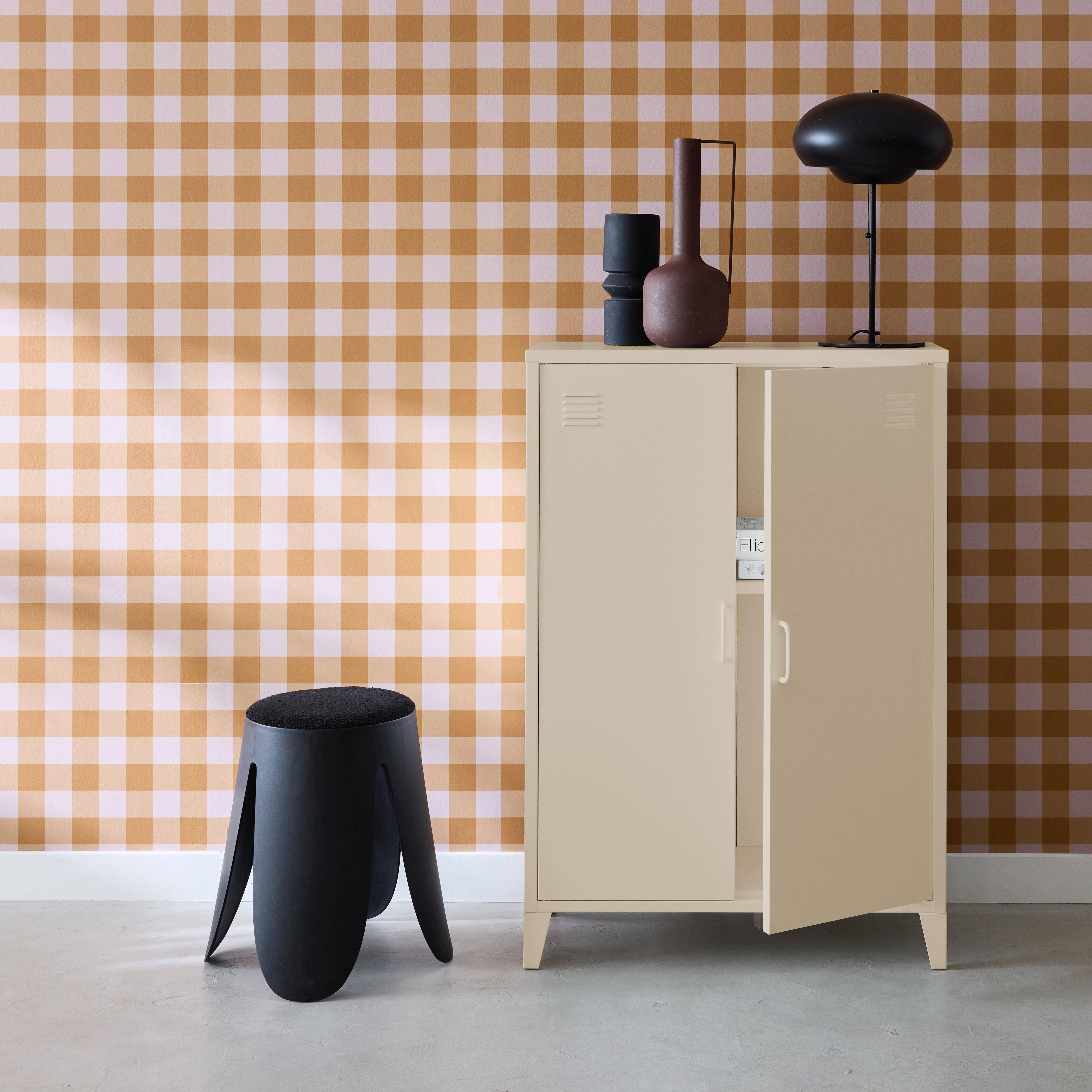 Industriële metalen kast 2 deuren beige L 75 x B 33 x H 110 cm - Soho Photo2