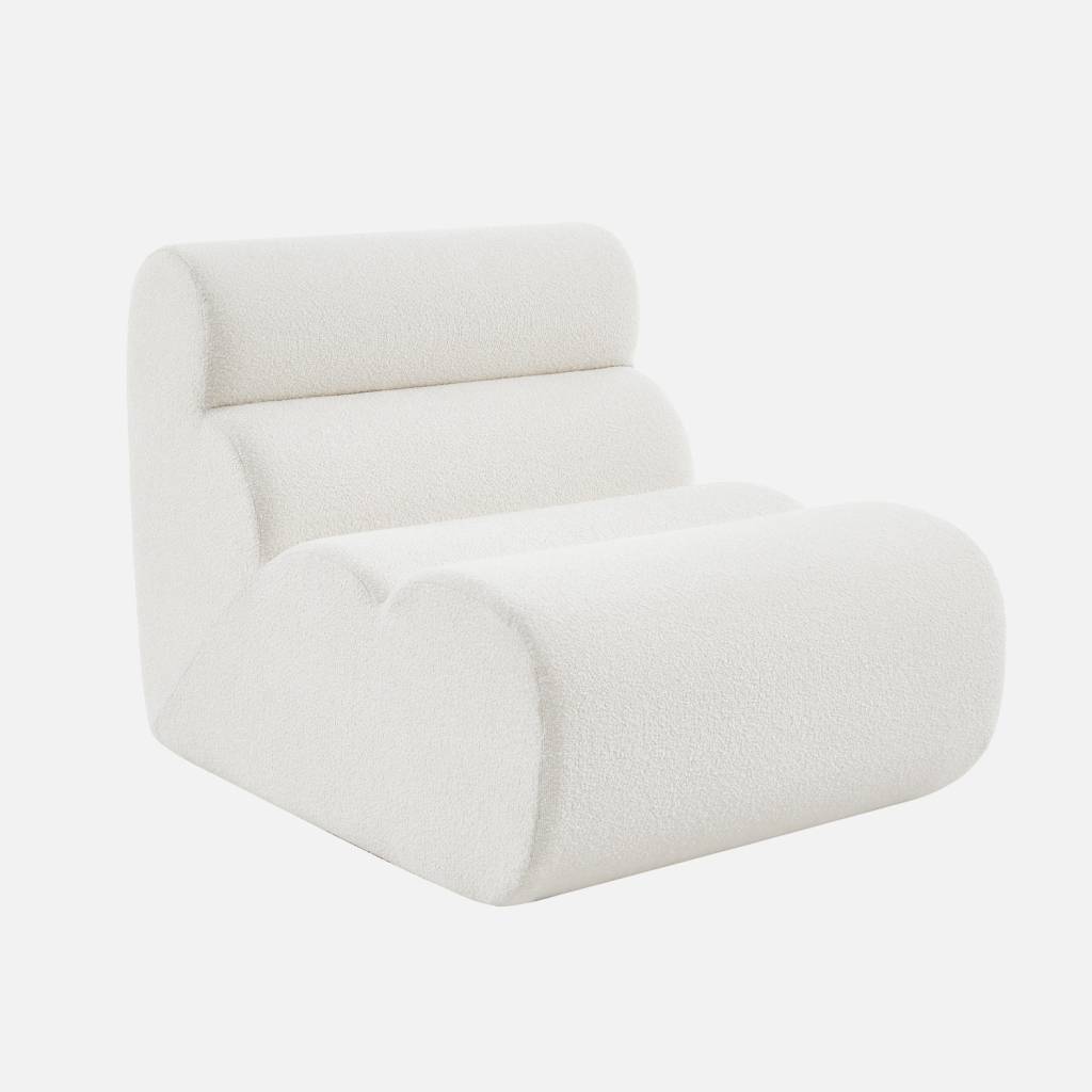 Stoffen fauteuil getextureerde bouclé 1 zitplaats wit