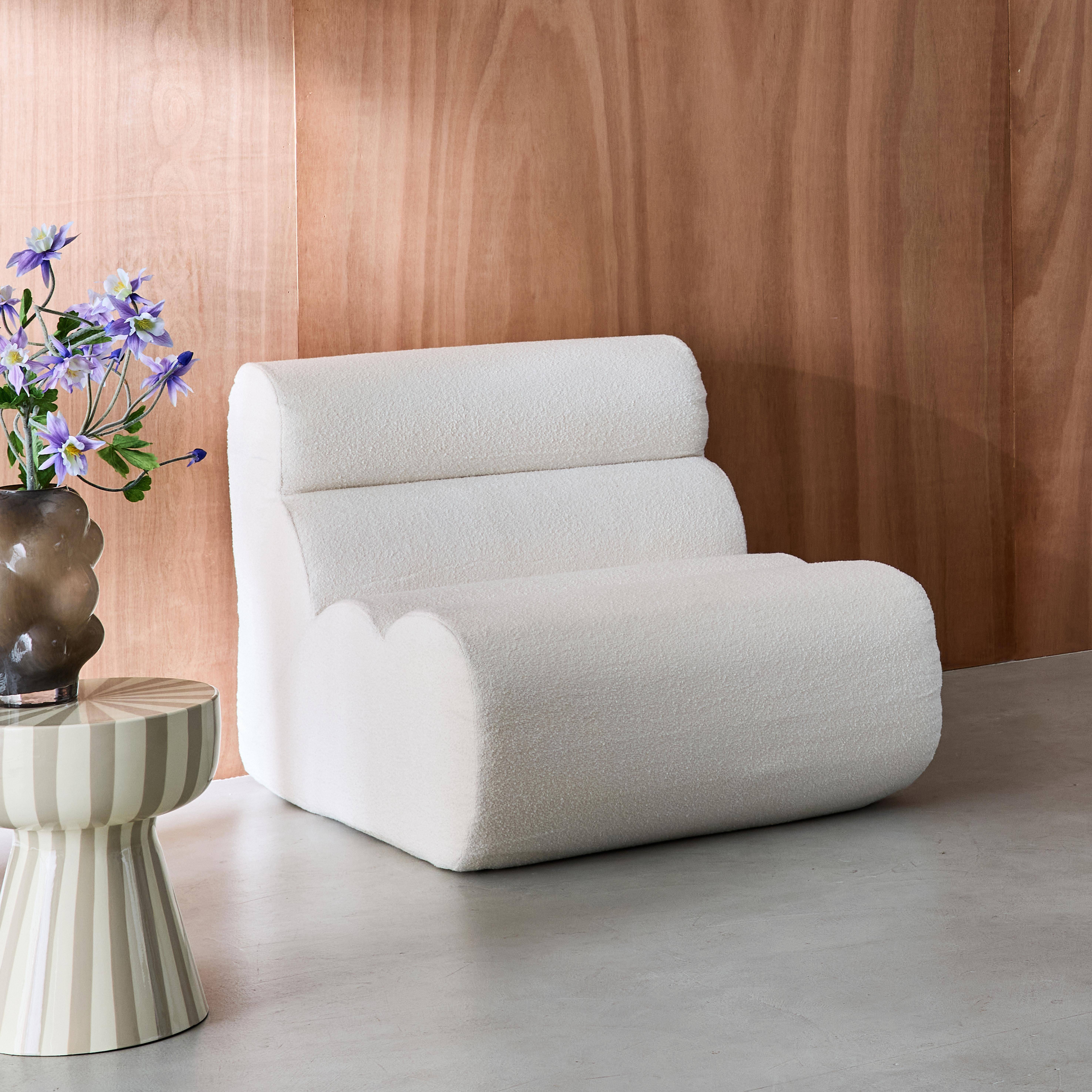 Modularer Lounge-Sessel mit strukturiertem Bouclé-Bezug in weiß B 81 x T 99 x H 75 cm - Nova Photo2