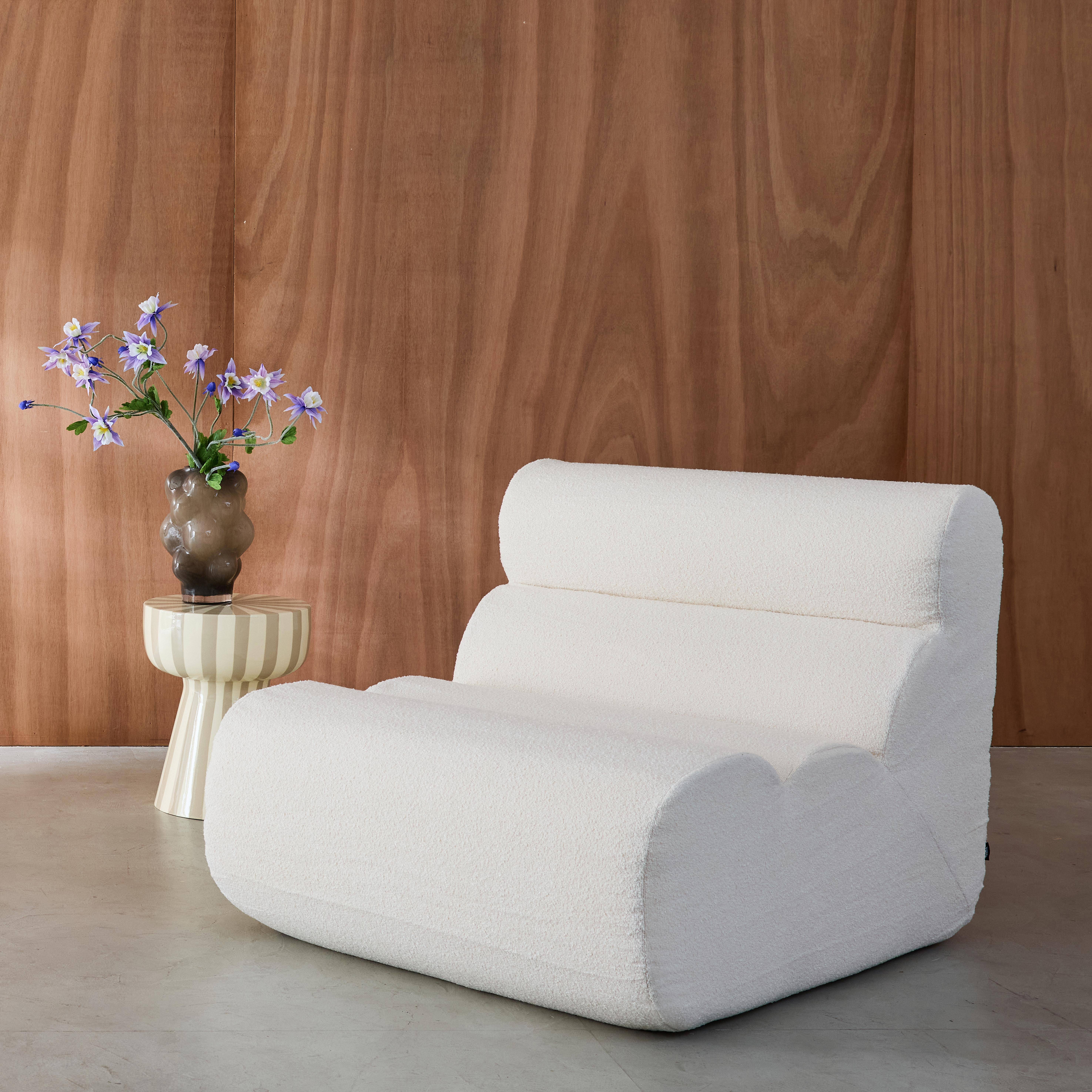 Modularer Lounge-Sessel mit strukturiertem Bouclé-Bezug in weiß B 81 x T 99 x H 75 cm - Nova Photo3