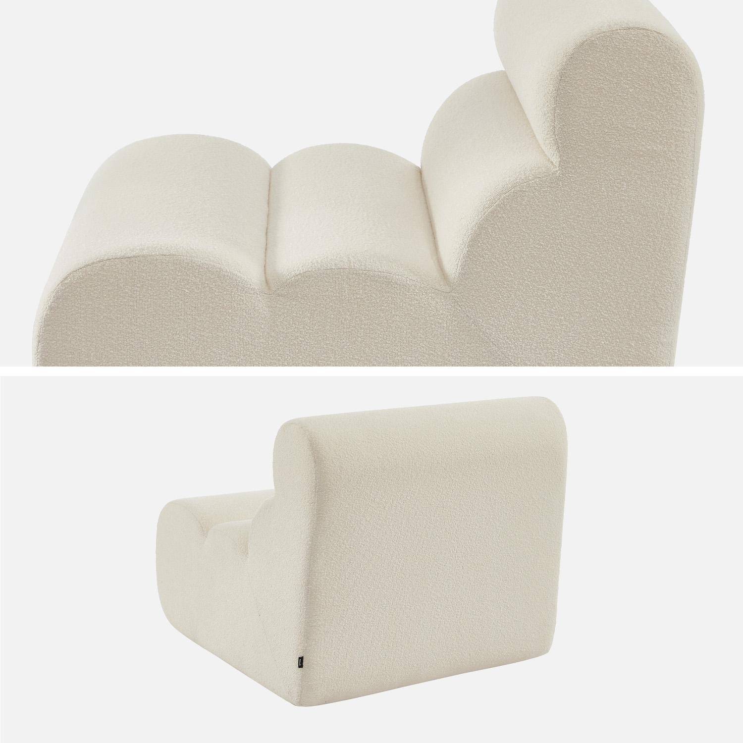 Módulo de sofá modular em tecido boucle texturizada, Nova boucle, Branco, 81x99x75 cm Photo3