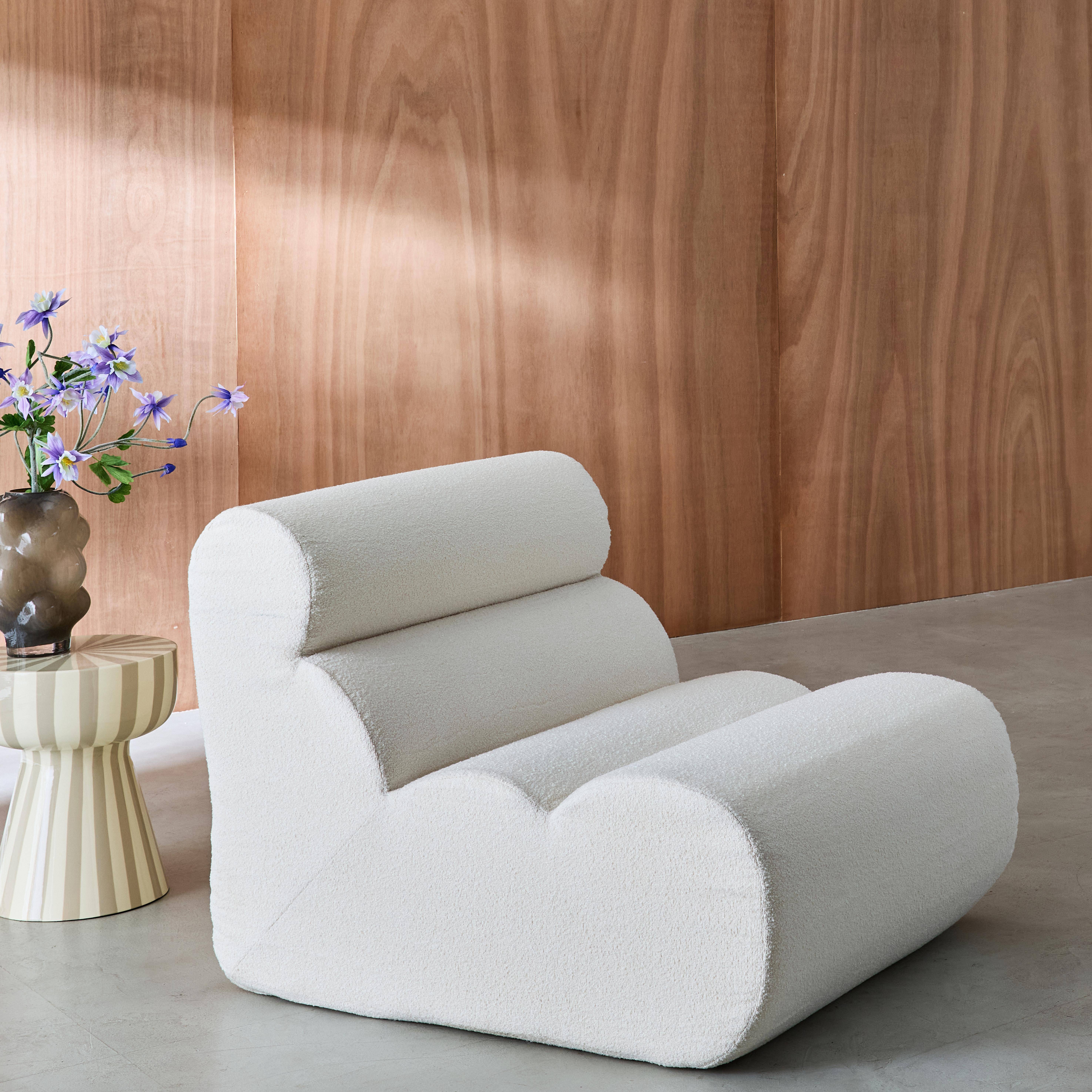 Modularer Lounge-Sessel mit strukturiertem Bouclé-Bezug in weiß B 81 x T 99 x H 75 cm - Nova,sweeek,Photo1