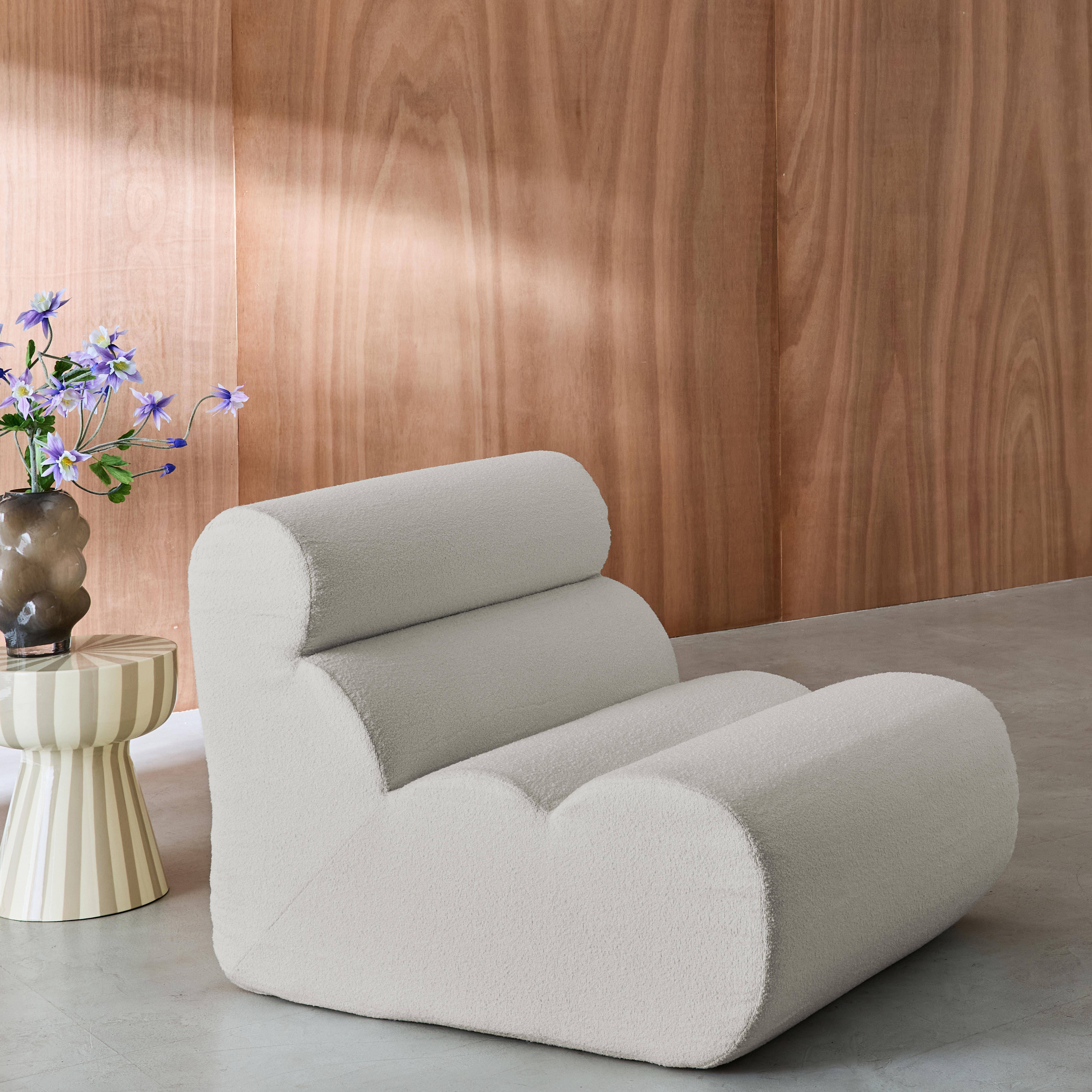 Modularer Lounge-Sessel mit strukturiertem Bouclé-Bezug in weiß B 81 x T 99 x H 75 cm - Nova,sweeek,Photo3