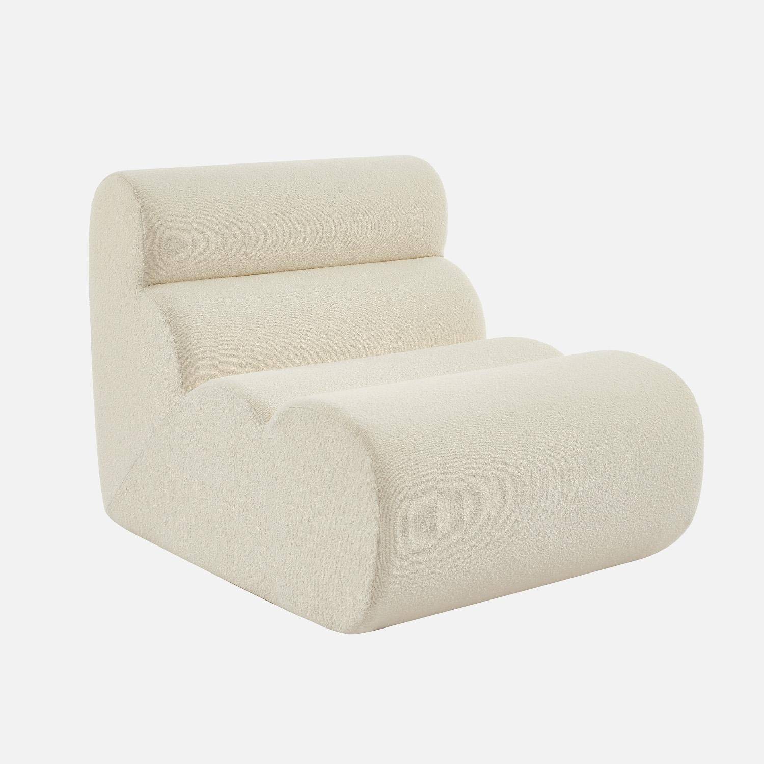 Módulo de sofá modular em tecido boucle texturizada, Nova boucle, Branco, 81x99x75 cm Photo1