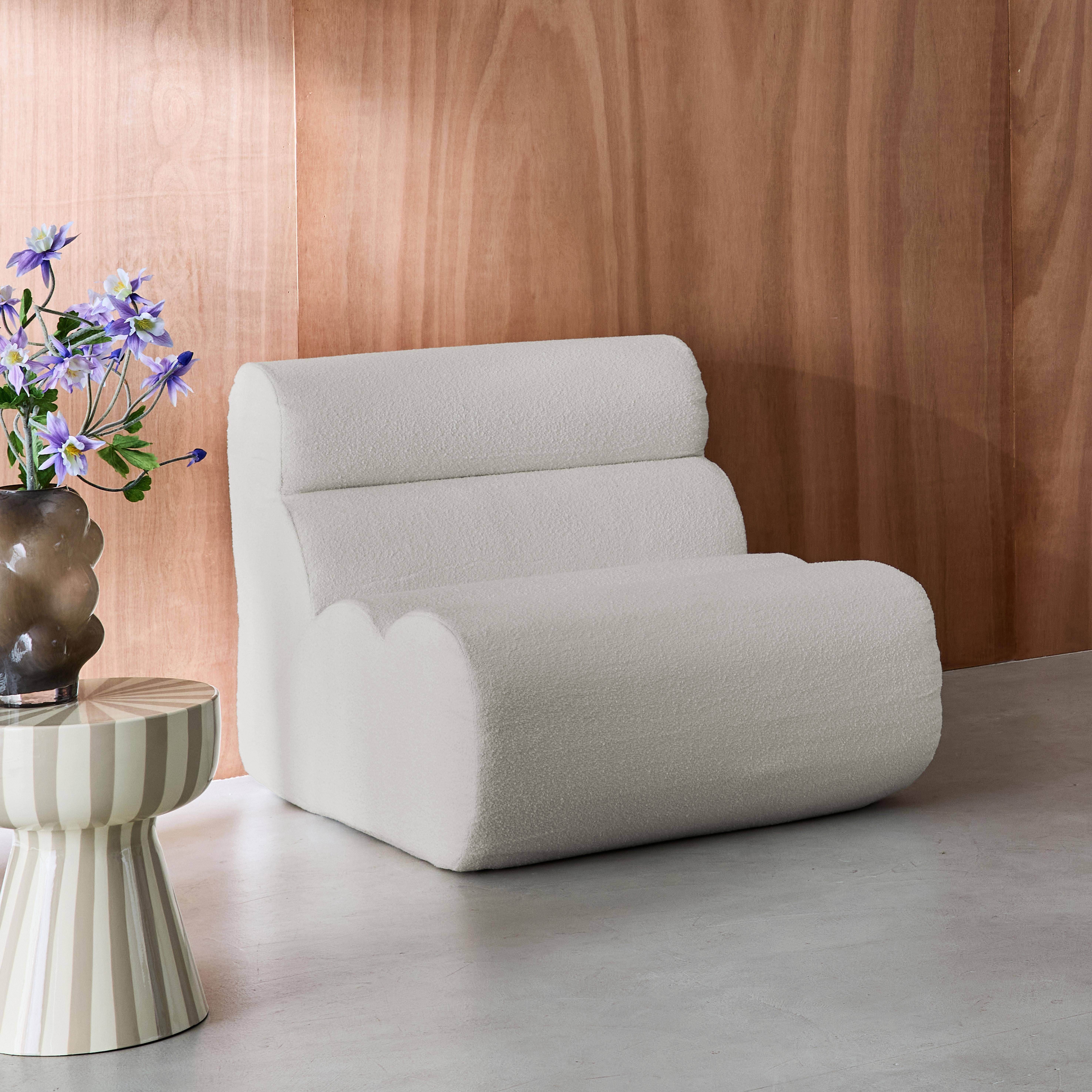 Modularer Lounge-Sessel mit strukturiertem Bouclé-Bezug in weiß B 81 x T 99 x H 75 cm - Nova,sweeek,Photo2