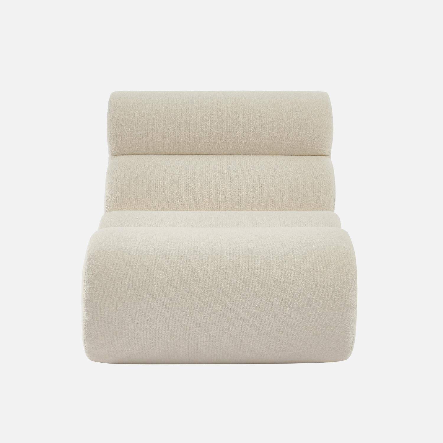 Módulo de sofá modular em tecido boucle texturizada, Nova boucle, Branco, 81x99x75 cm,sweeek,Photo2