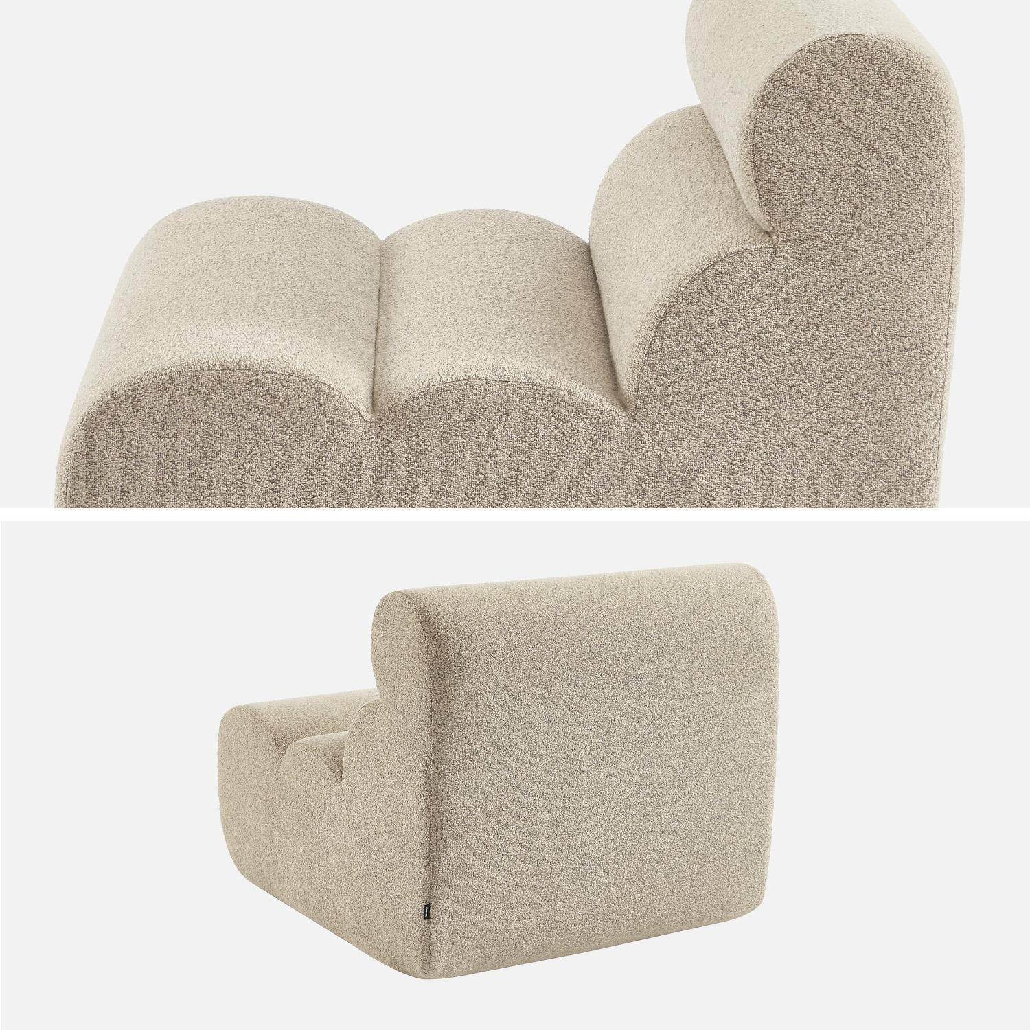 Módulo de sofá modular em tecido boucle texturizada, Nova boucle, Beige, 81x99x75 cm Photo3