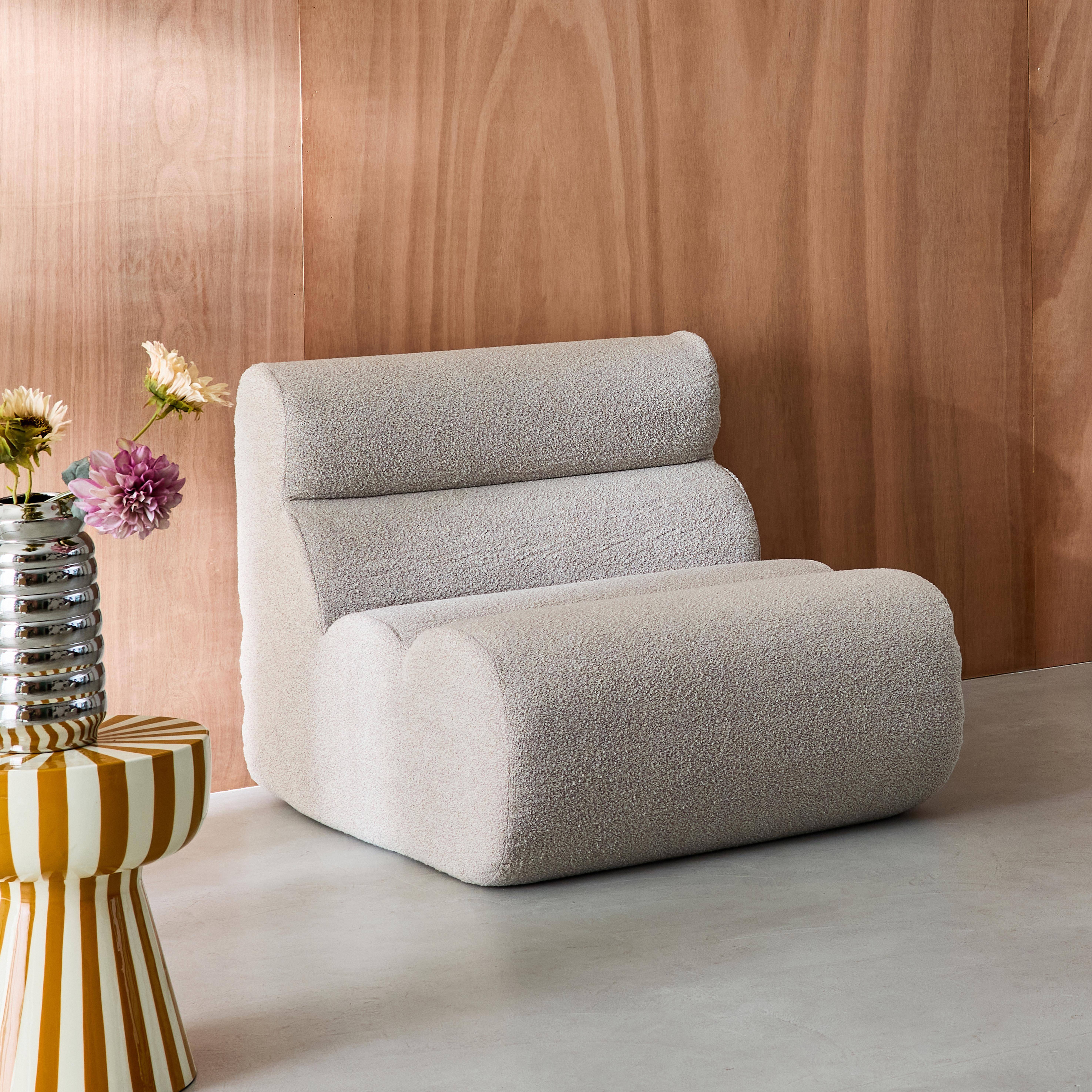 Modularer Lounge-Sessel mit strukturiertem Bouclé-Bezug in beige B 81 x T 99 x H 75 cm - Nova,sweeek,Photo2