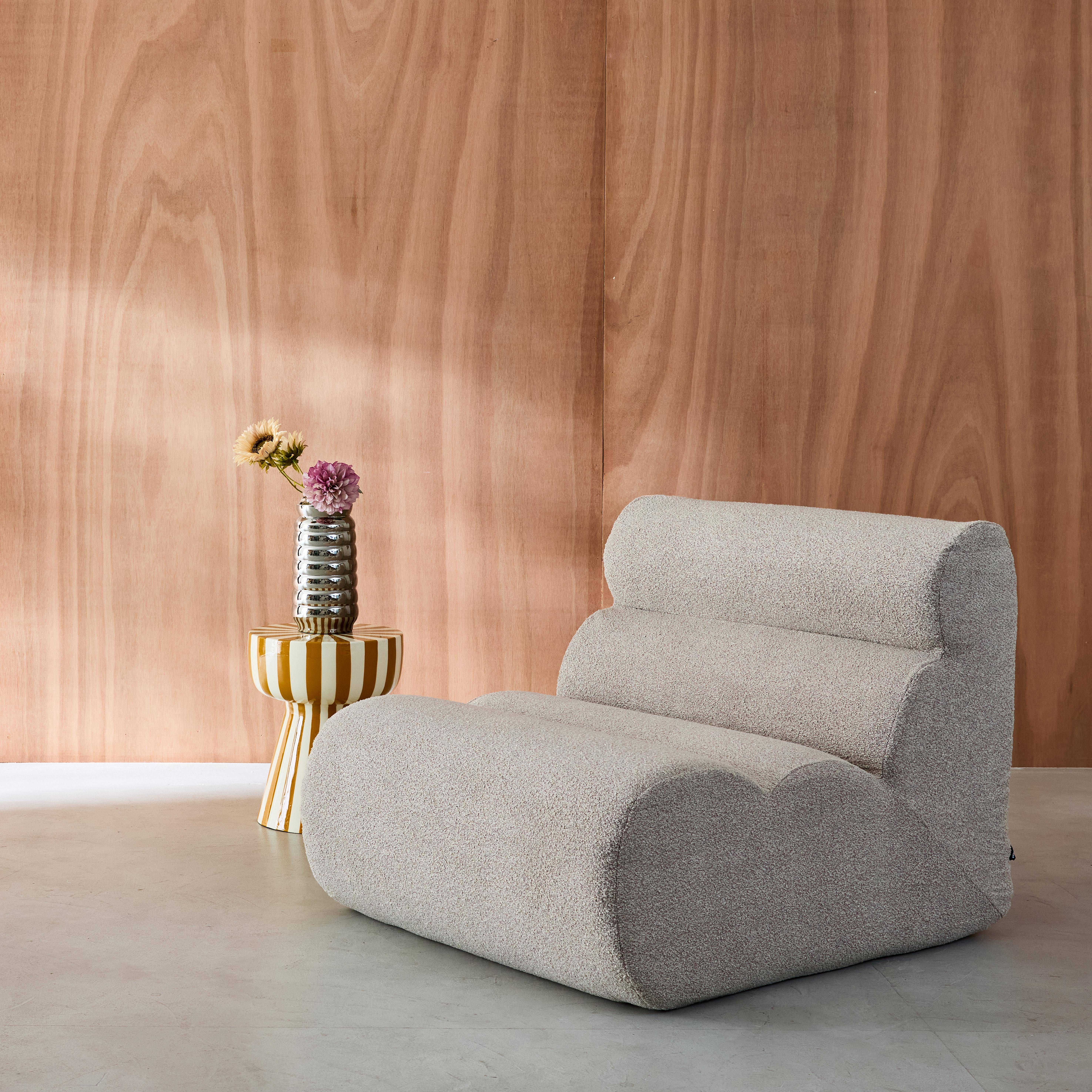 Modularer Lounge-Sessel mit strukturiertem Bouclé-Bezug in beige B 81 x T 99 x H 75 cm - Nova Photo3
