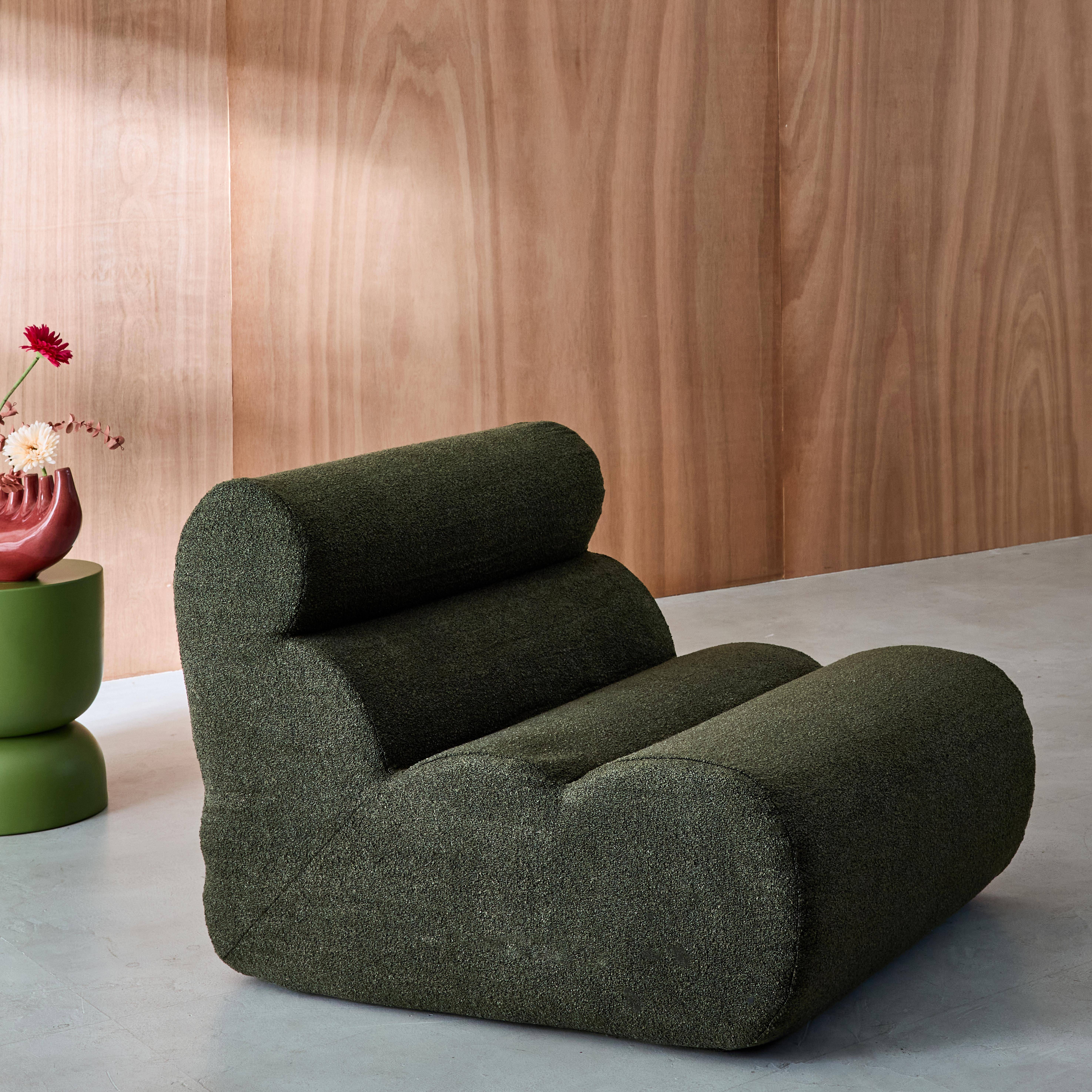 Modularer Lounge-Sessel mit strukturiertem Bouclé-Bezug in khaki B 81 x T 99 x H 75 cm - Nova,sweeek,Photo1