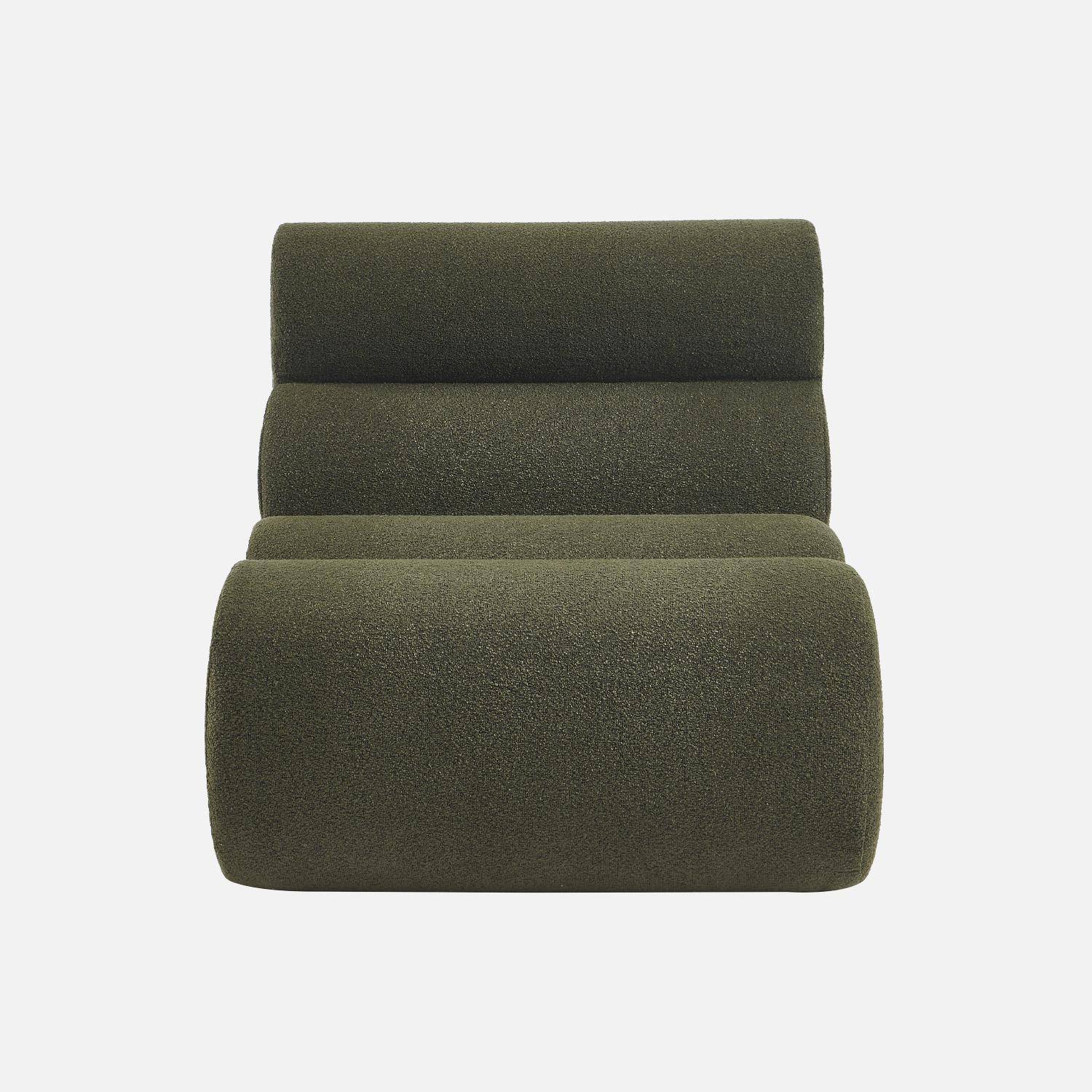 Módulo de sofá modular em tecido boucle texturizada, Nova boucle, Verde caqui, 81x99x75 cm Photo2