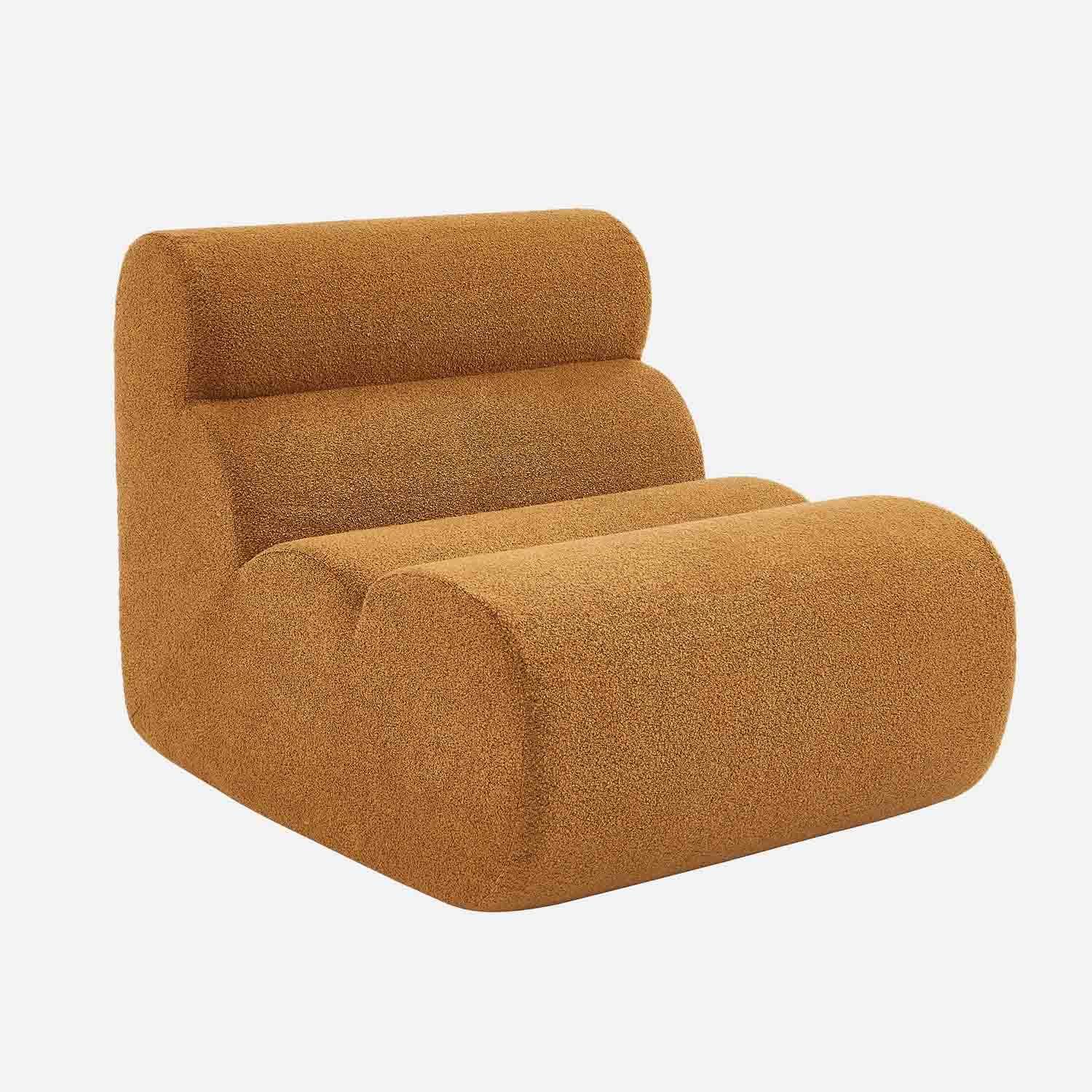 Módulo de sofá modular em tecido boucle texturizada, Nova boucle, Mostarda, 81x99x75 cm Photo1