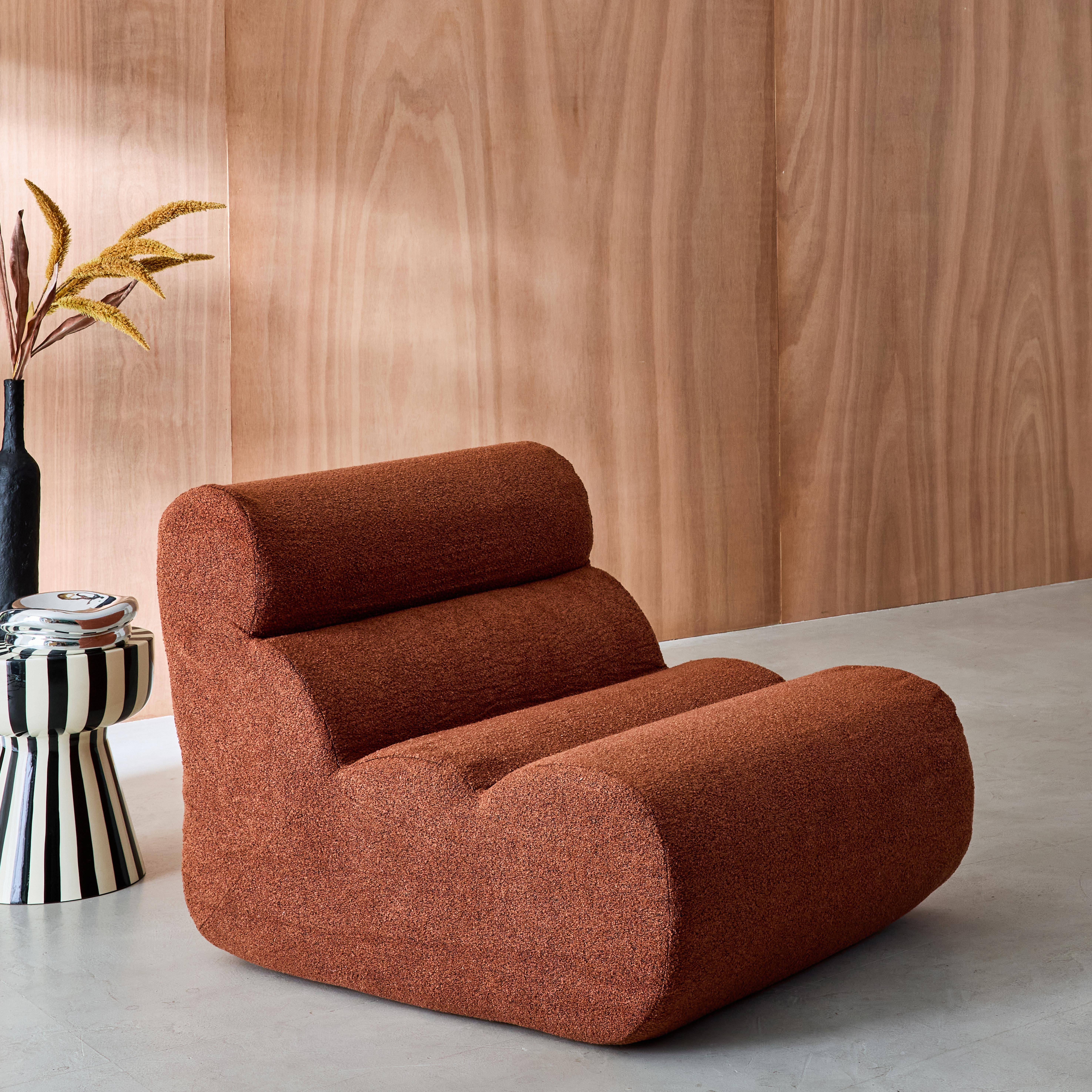Modularer Lounge-Sessel mit strukturiertem Bouclé-Bezug in terrakotta B 81 x T 99 x H 75 cm - Nova,sweeek,Photo1