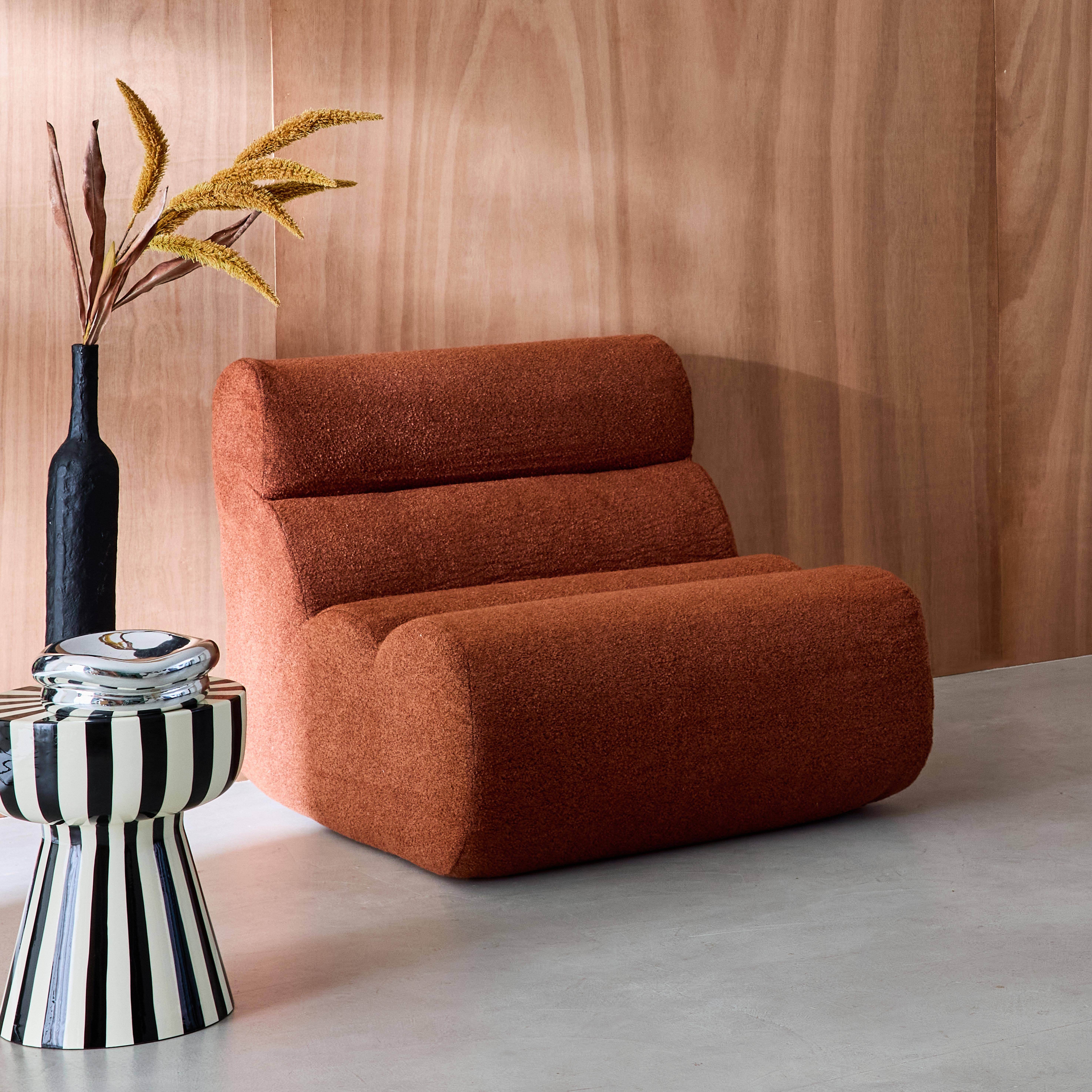 Modularer Lounge-Sessel mit strukturiertem Bouclé-Bezug in terrakotta B 81 x T 99 x H 75 cm - Nova,sweeek,Photo2