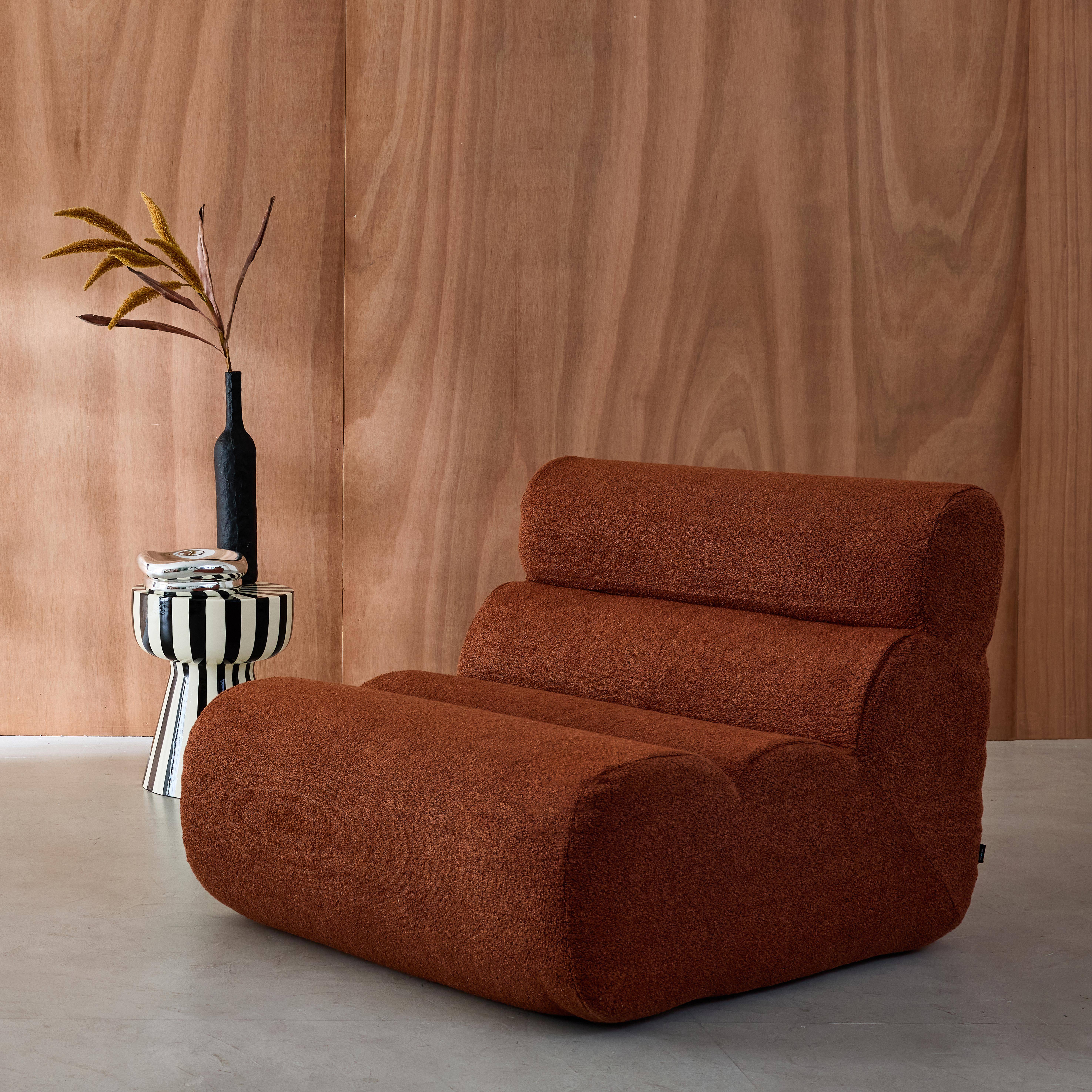 Modularer Lounge-Sessel mit strukturiertem Bouclé-Bezug in terrakotta B 81 x T 99 x H 75 cm - Nova Photo3