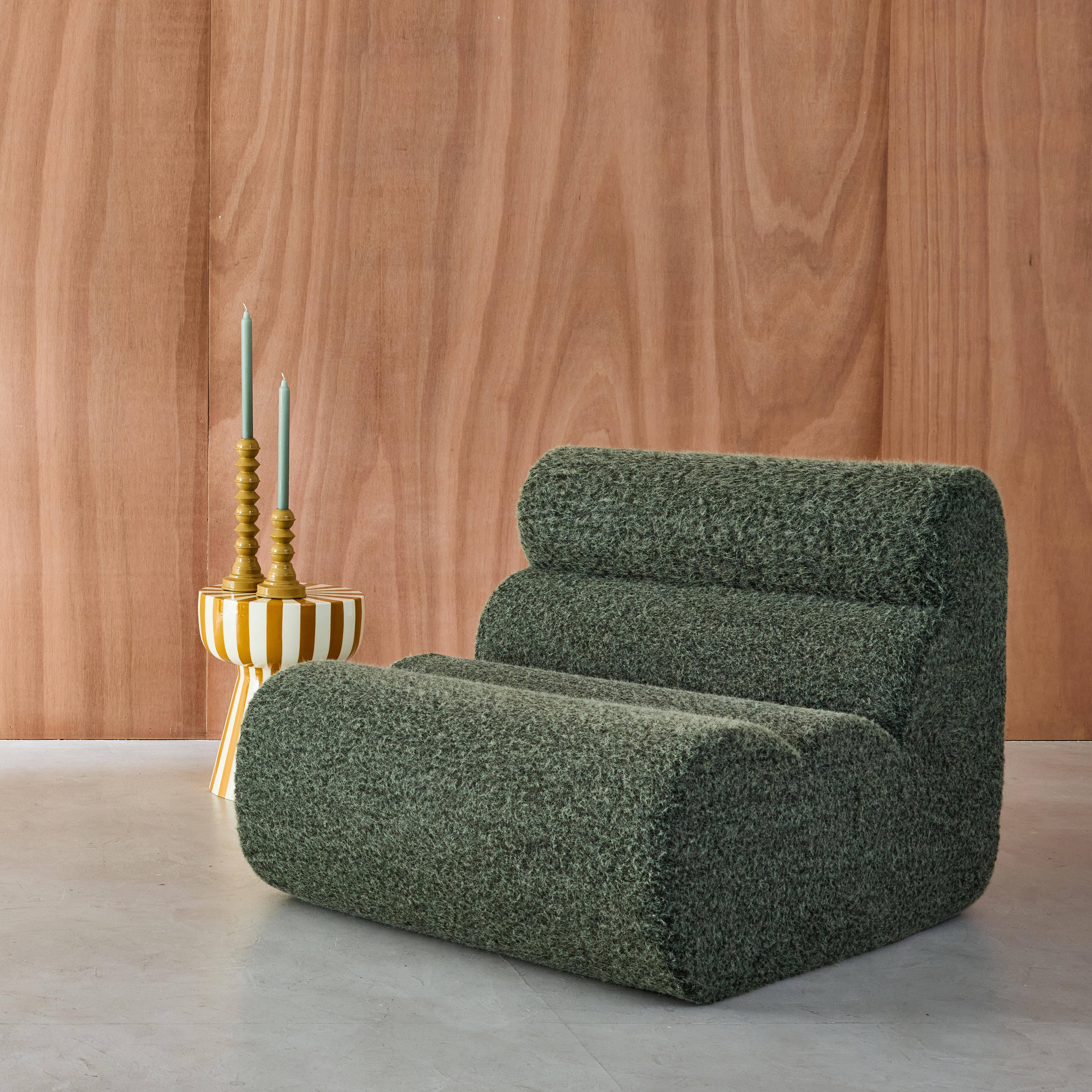 Modularer Lounge-Sessel mit Bezug im Alpaka-Look khaki B 81 x T 99 x H 75 cm - Nova,sweeek,Photo3