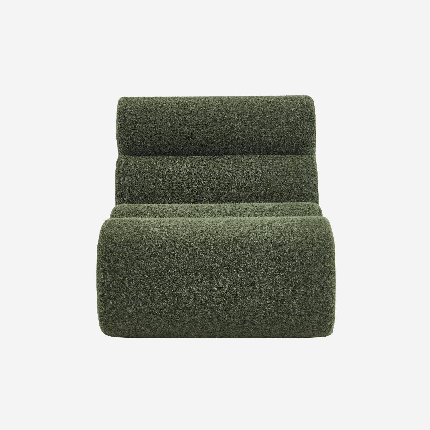 Módulo de sofá modular em tecido efeito alpaca, 1 lugar, Nova alpaca, Verde caqui, 81x99x75 cm Photo2