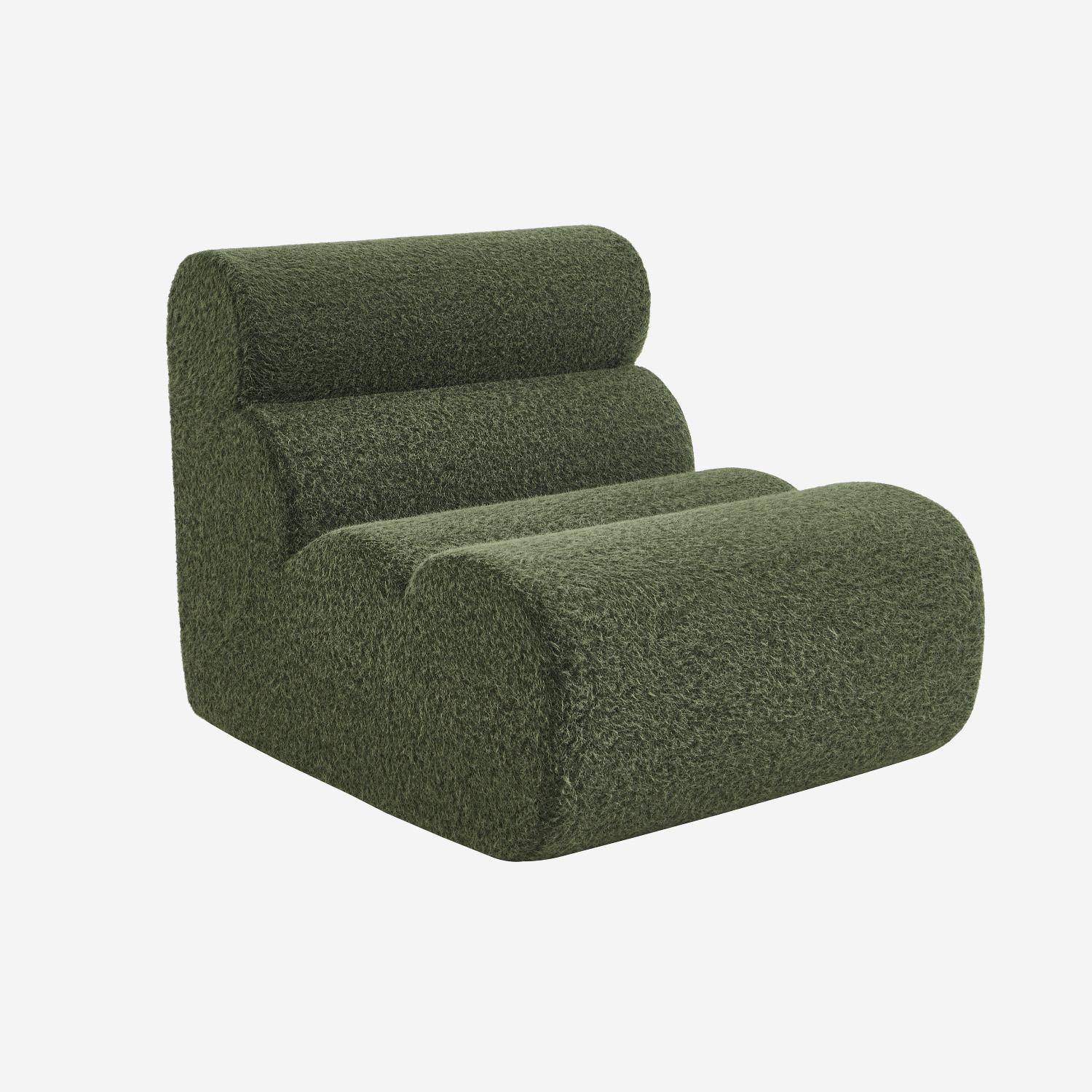 Módulo de sofá modular em tecido efeito alpaca, 1 lugar, Nova alpaca, Verde caqui, 81x99x75 cm Photo1