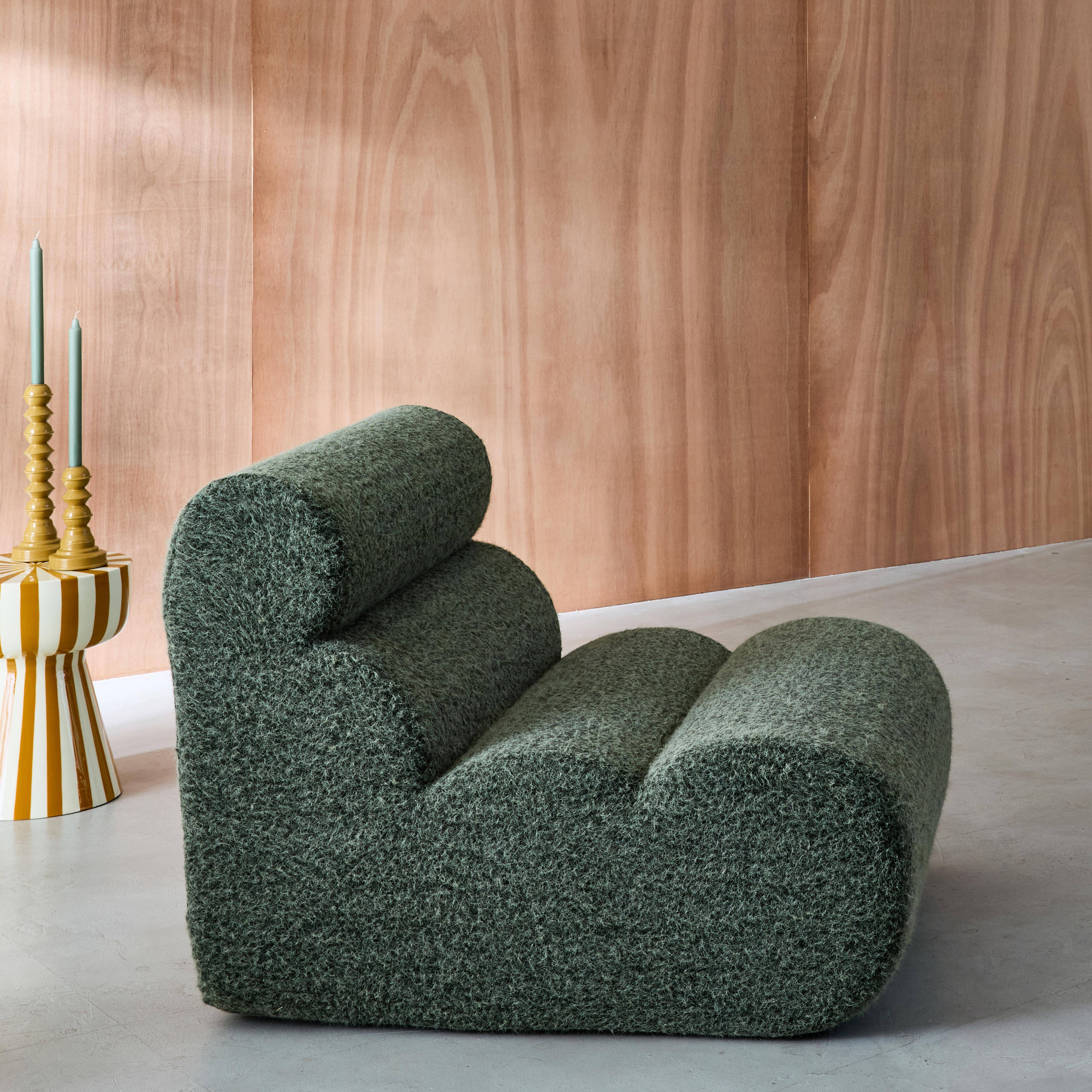 Modularer Lounge-Sessel mit Bezug im Alpaka-Look khaki B 81 x T 99 x H 75 cm - Nova Photo1