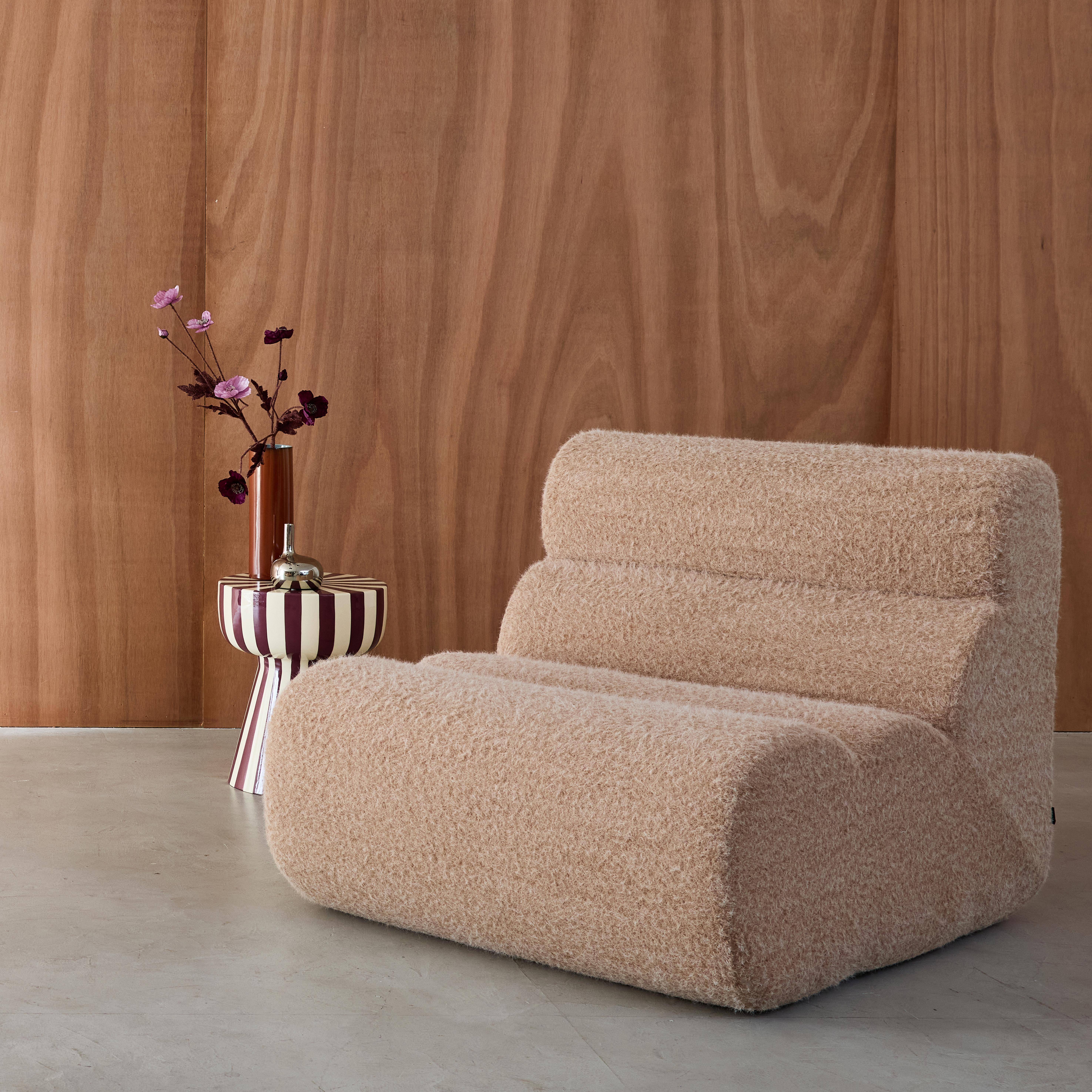 Stoffen fauteuil effect alpaca 1 zitplaats beige L 81 x B 99 x H 75cm - Nova,sweeek,Photo3