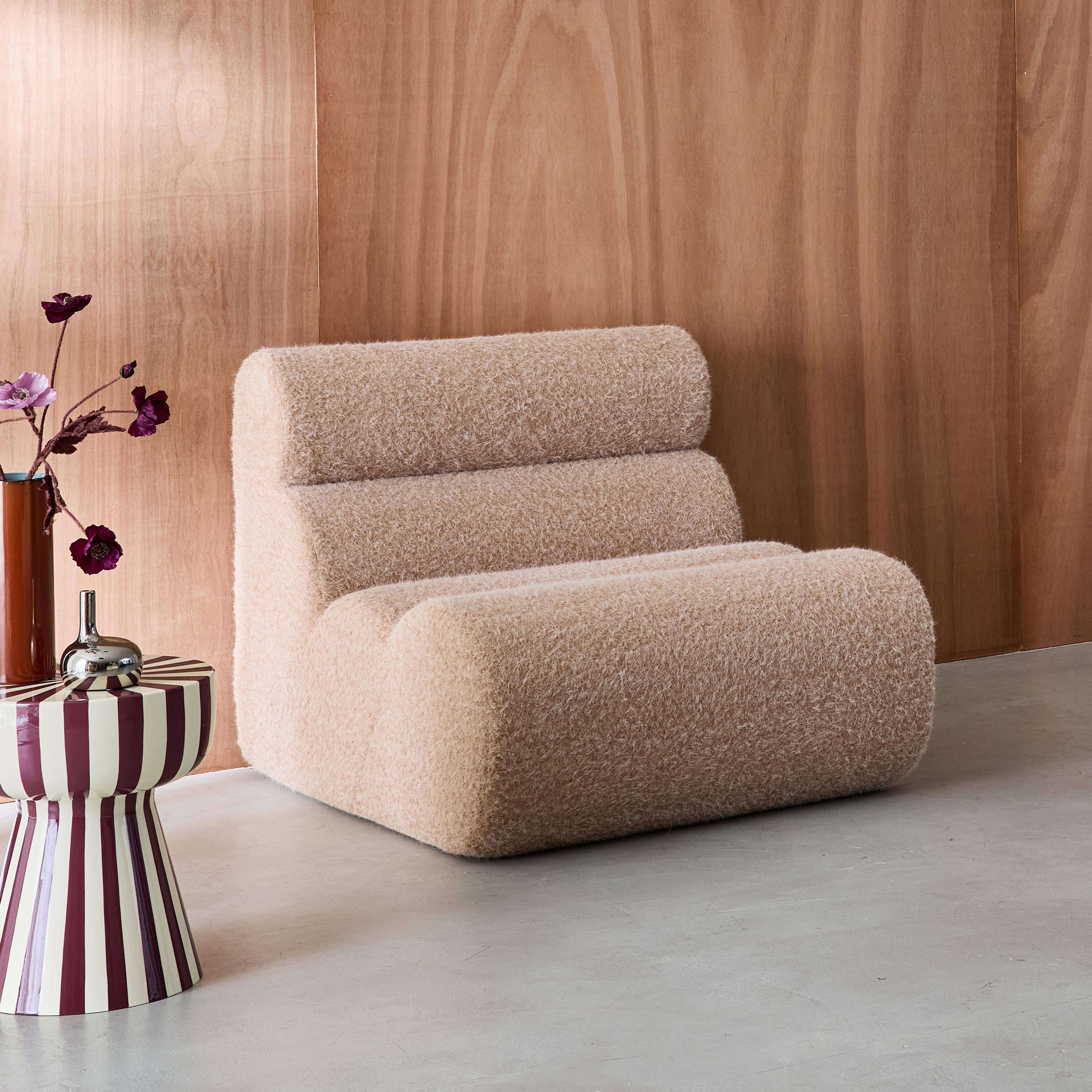 Stoffen fauteuil effect alpaca 1 zitplaats beige L 81 x B 99 x H 75cm - Nova Photo2