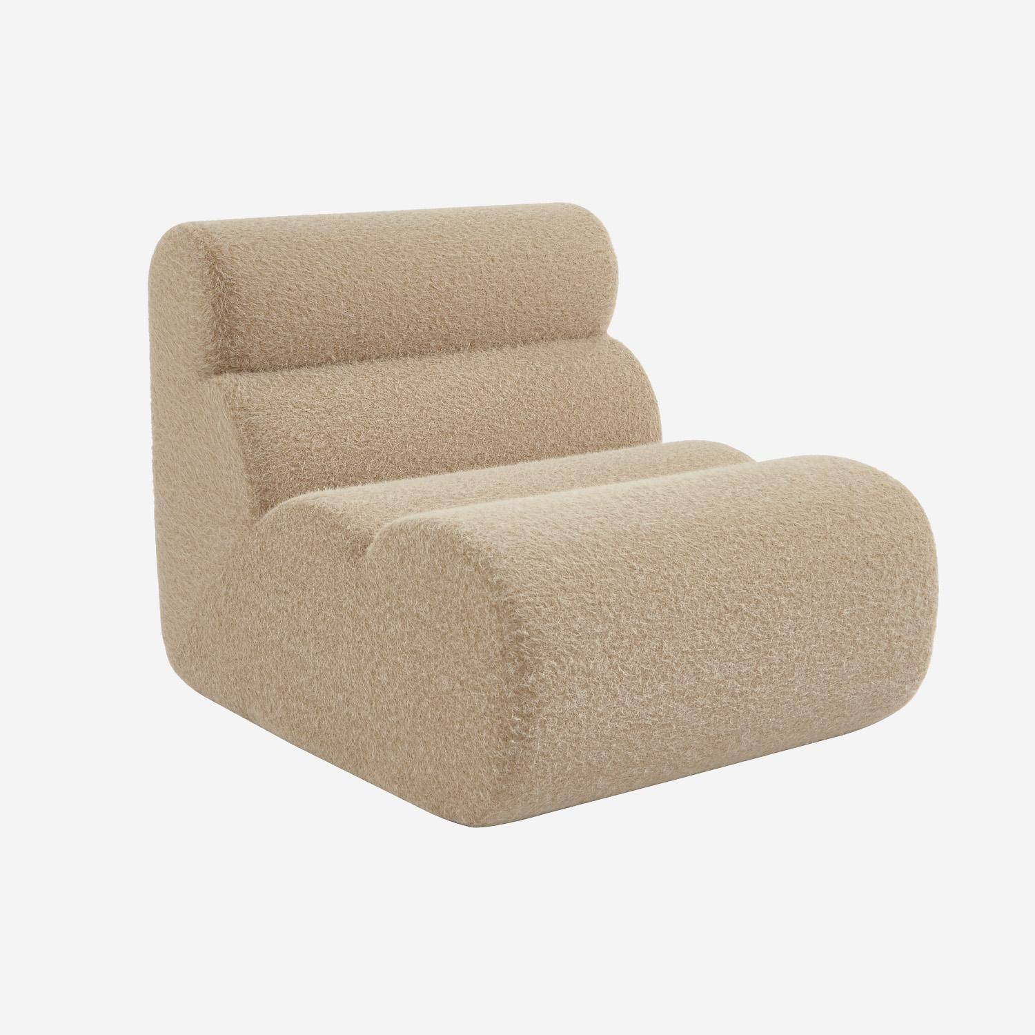 Módulo de sofá modular em tecido efeito alpaca, 1 lugar, Nova alpaca, Beige, 81x99x75 cm Photo1