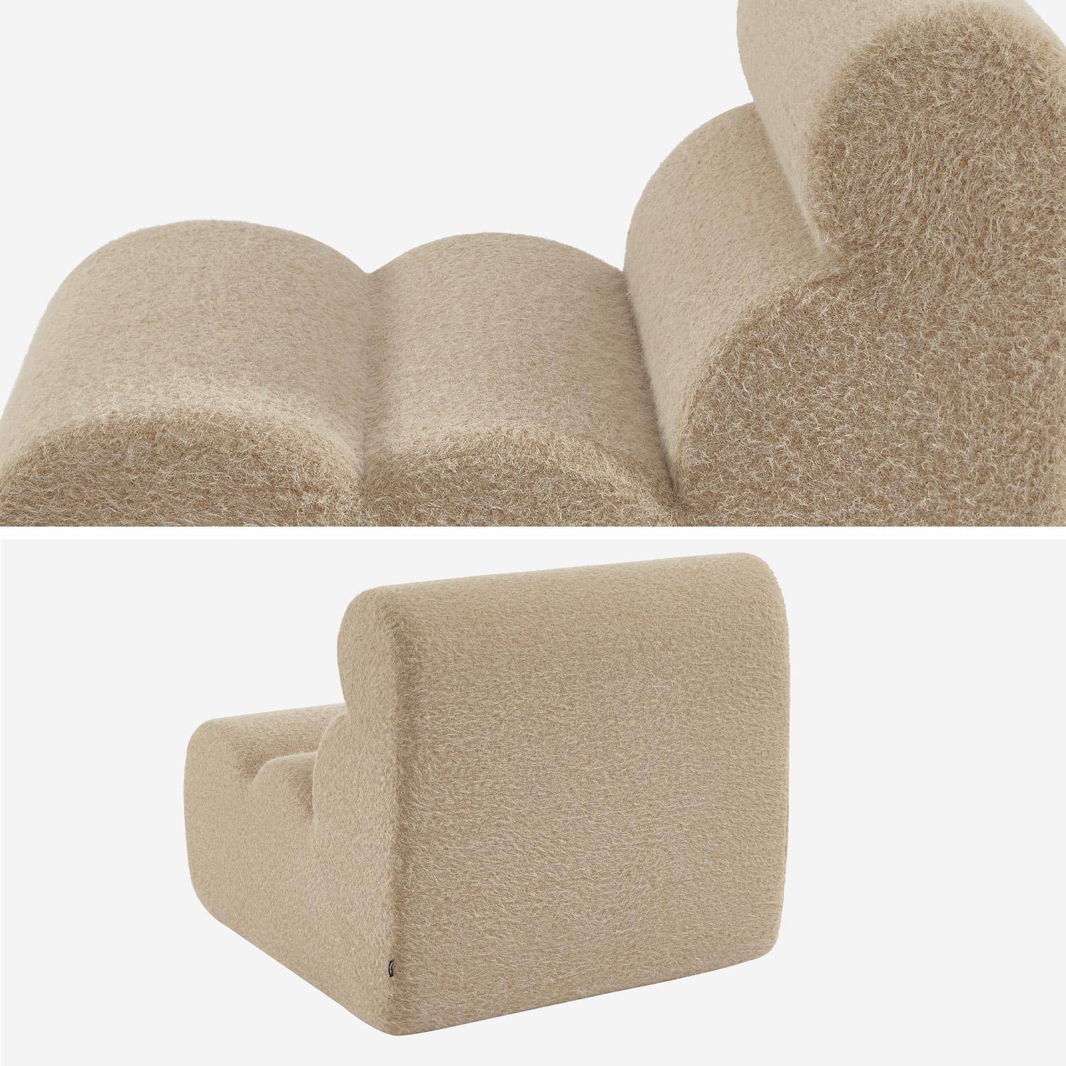 Módulo de sofá modular em tecido efeito alpaca, 1 lugar, Nova alpaca, Beige, 81x99x75 cm,sweeek,Photo3