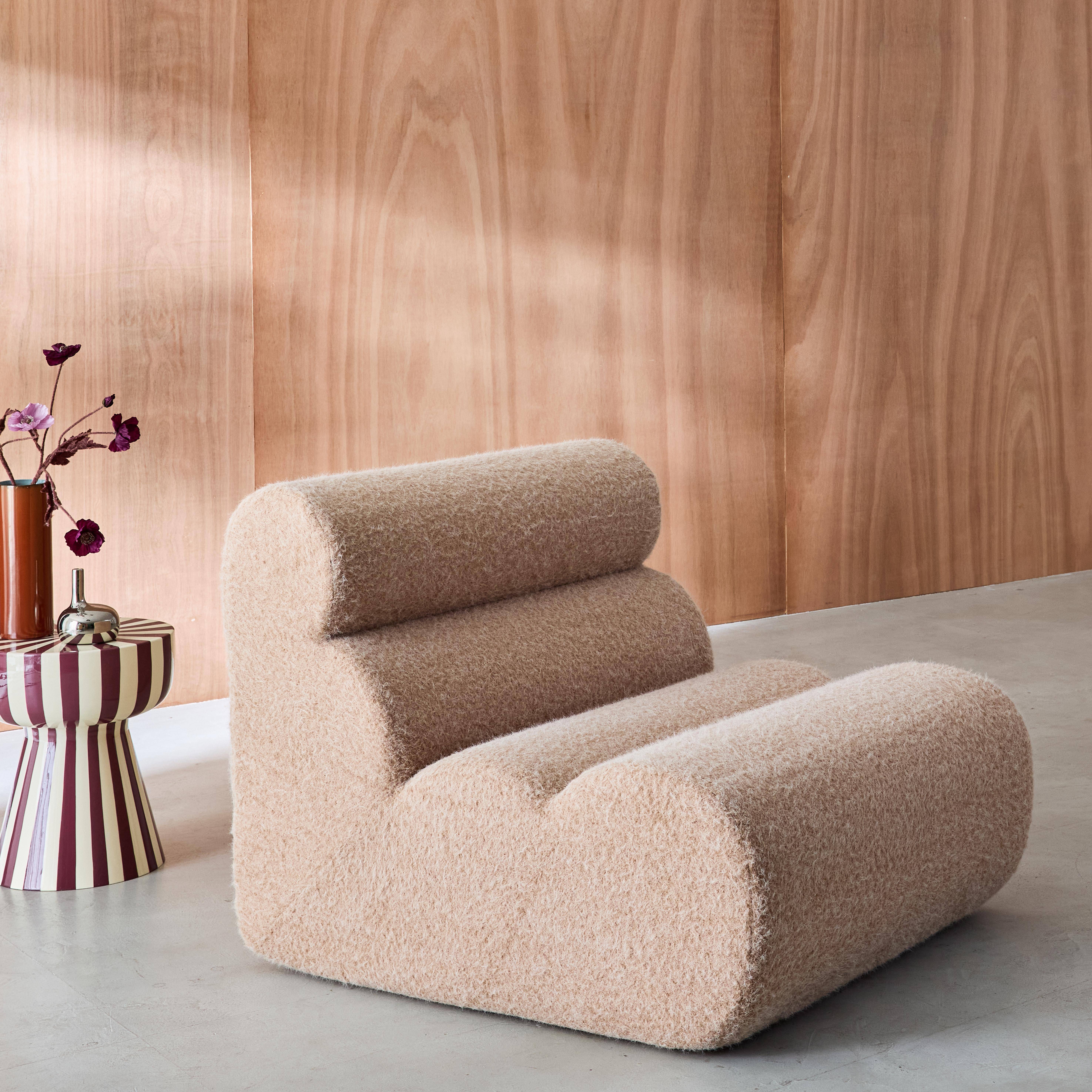 Stoffen fauteuil effect alpaca 1 zitplaats beige L 81 x B 99 x H 75cm - Nova Photo1