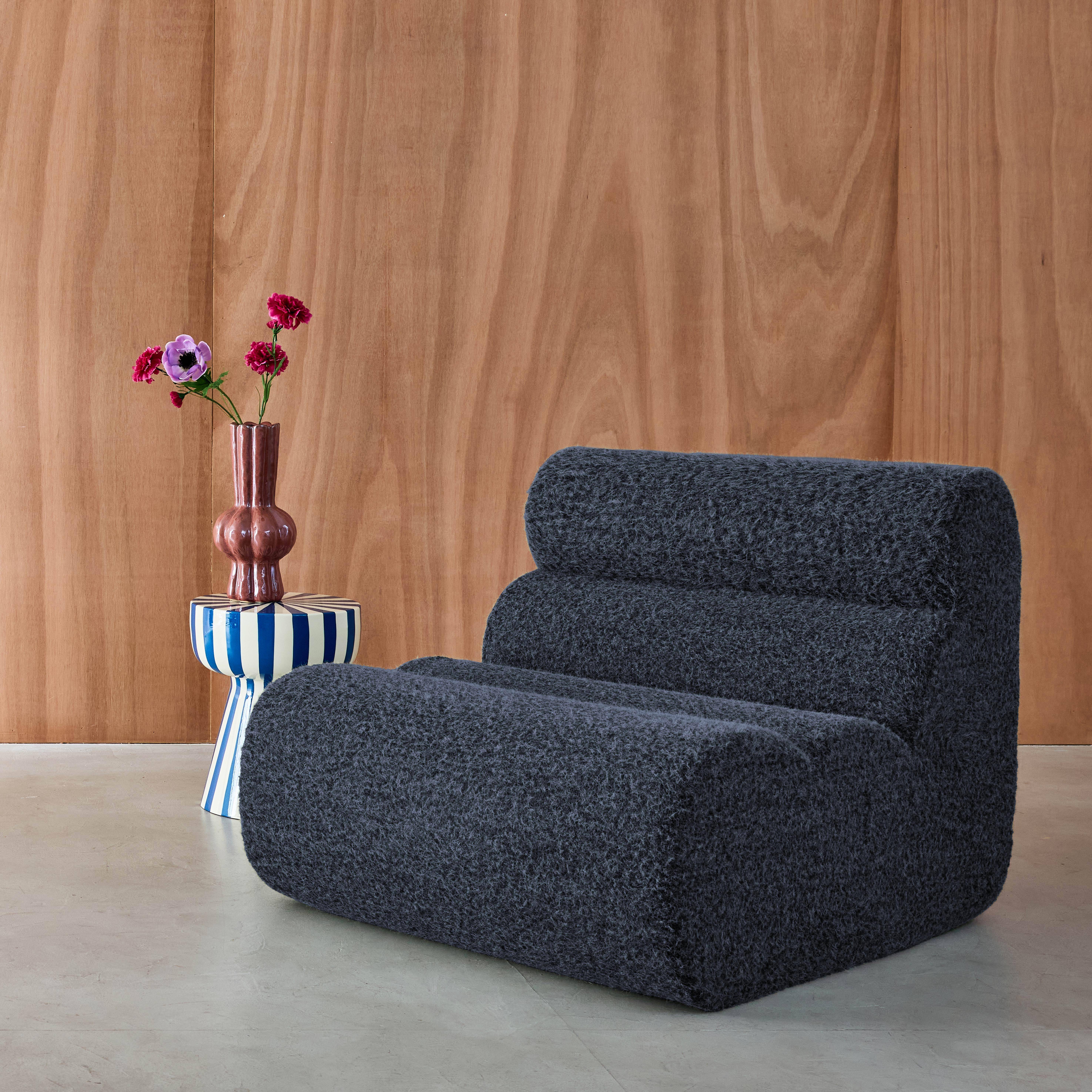 Stoffen fauteuil effect alpaca 1 zitplaats donkerblauw L 81 x B 99 x H 75cm - Nova,sweeek,Photo3