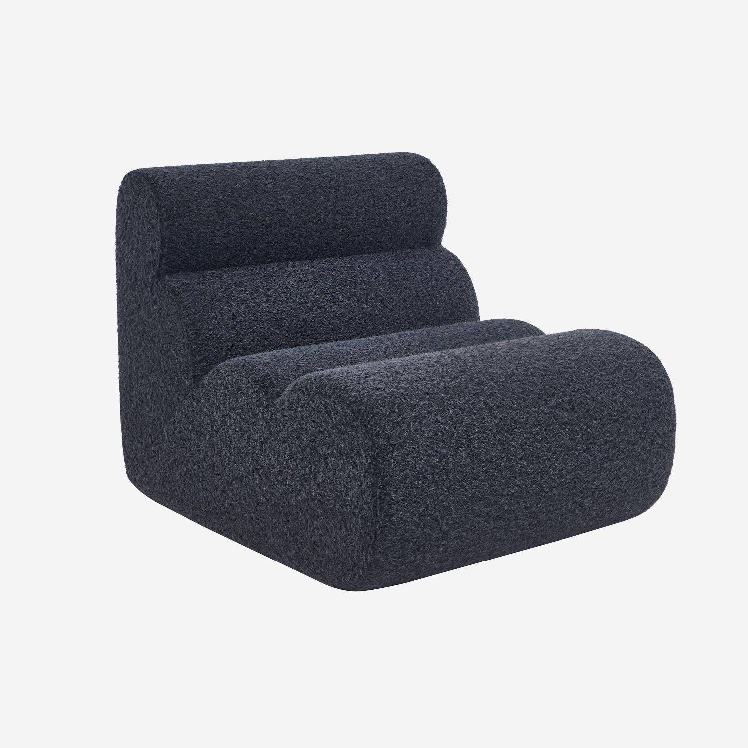 Stoffen fauteuil effect alpaca 1 zitplaats donkerblauw L 81 x B 99 x H 75cm - Nova,sweeek,Photo6