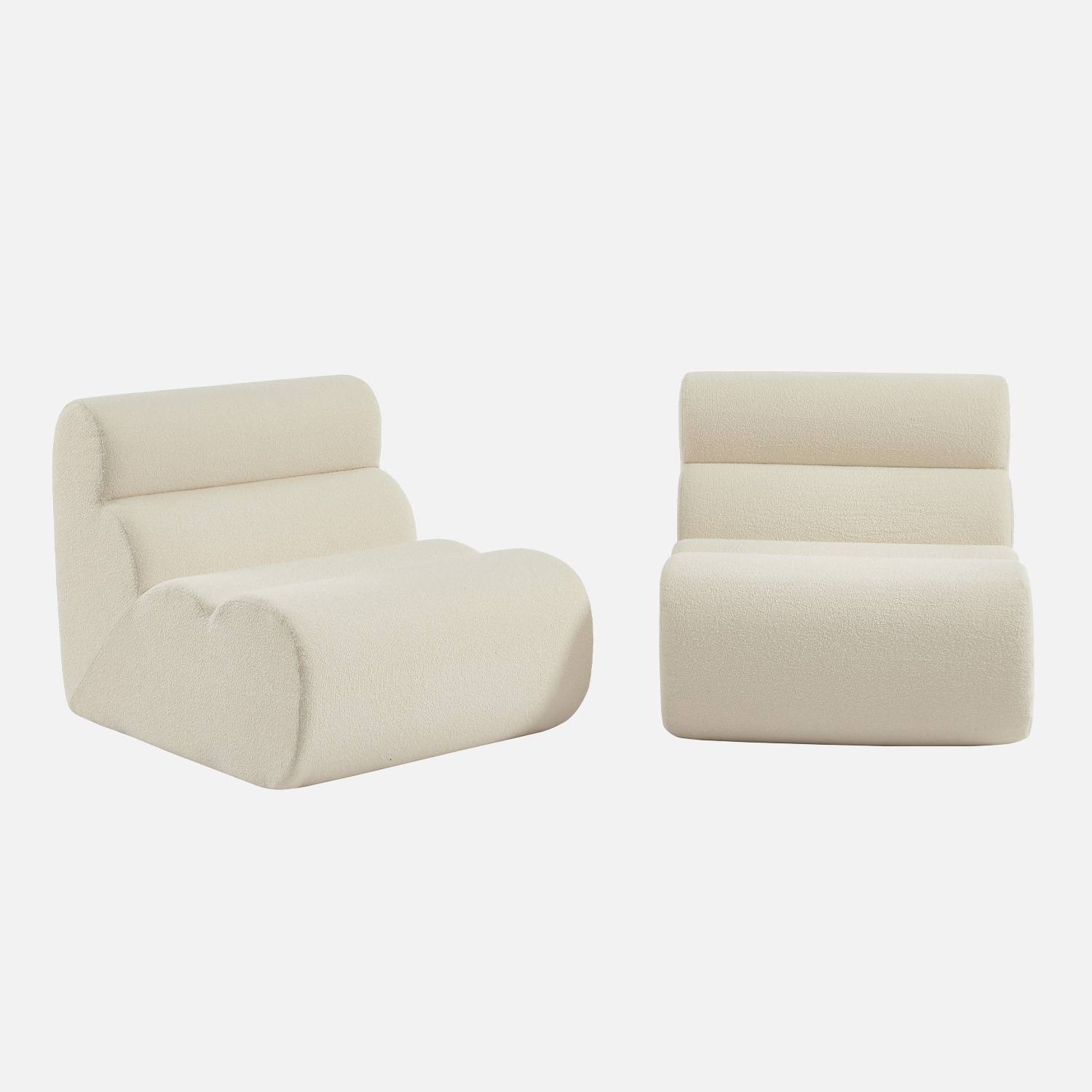 Chauffeuse bouclette texturée blanc 1 place (lot de 2)