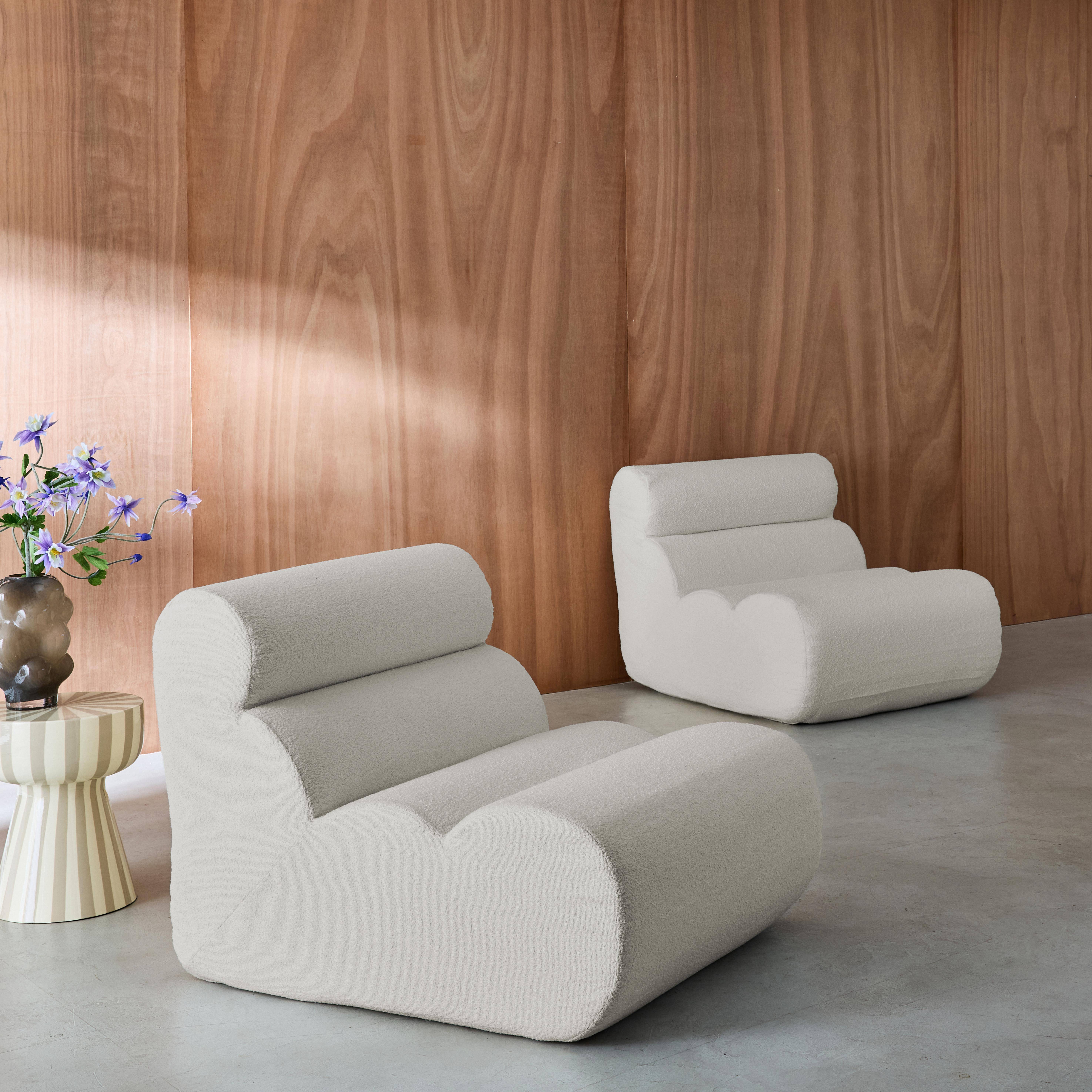 2er-Set modulare Lounge-Sessel mit strukturiertem Bouclé-Bezug in weiß B 81 x T 99 x H 75 cm - Nova,sweeek,Photo2