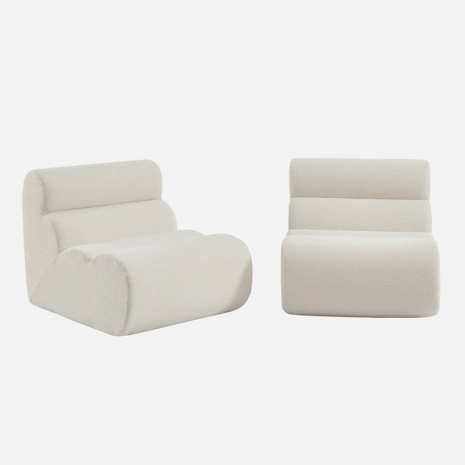 2er-Set modulare Lounge-Sessel mit strukturiertem Bouclé-Bezug in weiß B 81 x T 99 x H 75 cm - Nova Photo6