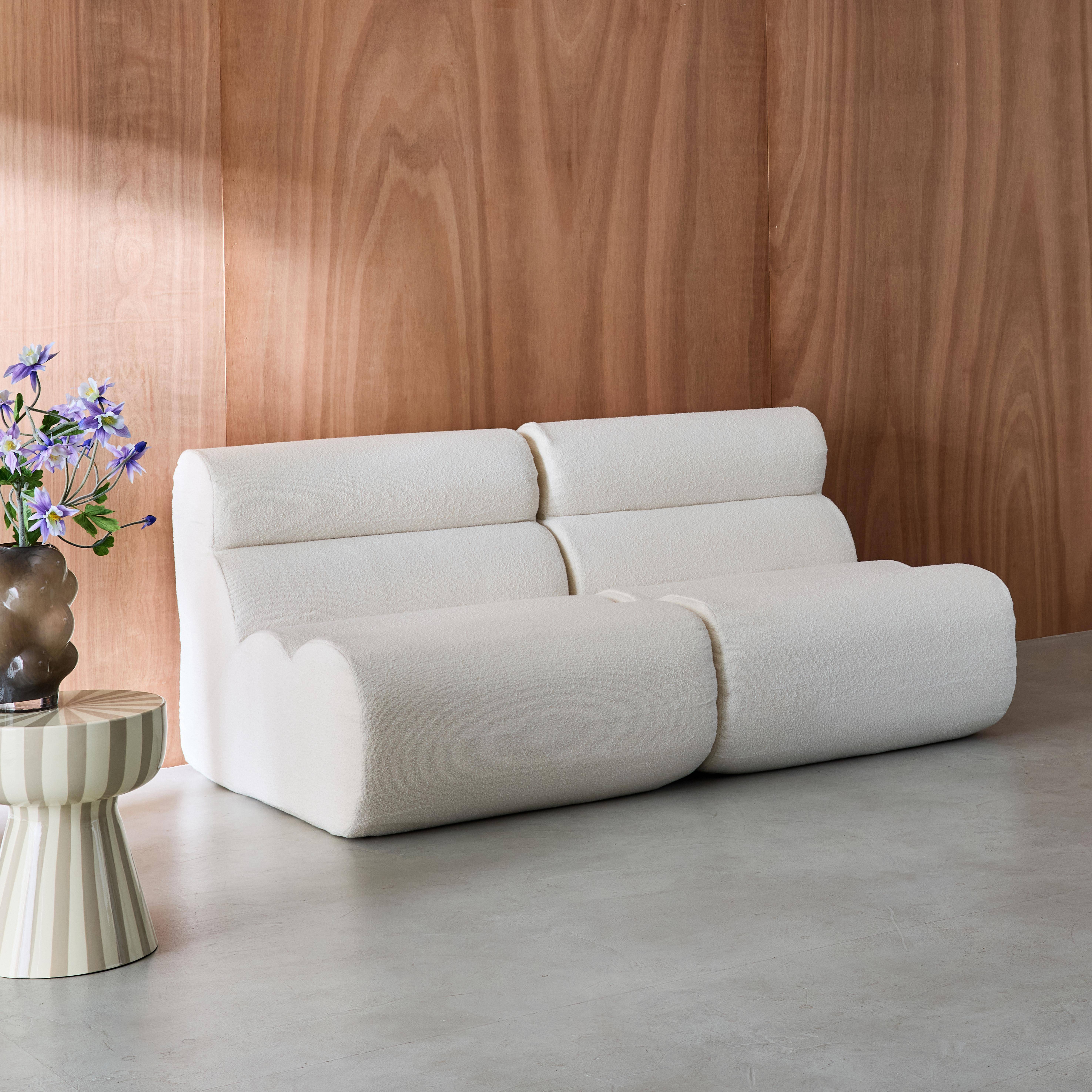 2er-Set modulare Lounge-Sessel mit strukturiertem Bouclé-Bezug in weiß B 81 x T 99 x H 75 cm - Nova Photo3
