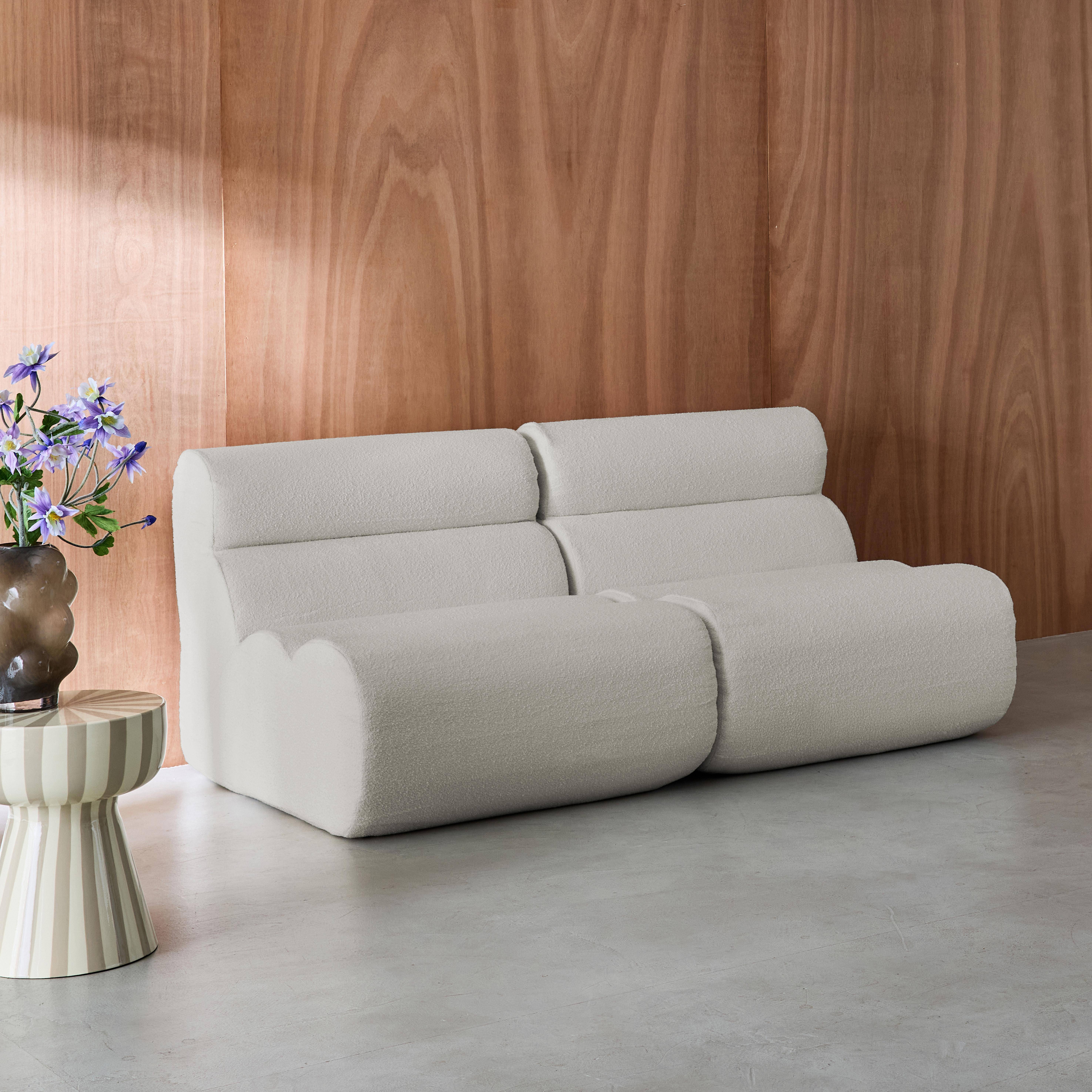 2er-Set modulare Lounge-Sessel mit strukturiertem Bouclé-Bezug in weiß B 81 x T 99 x H 75 cm - Nova Photo3
