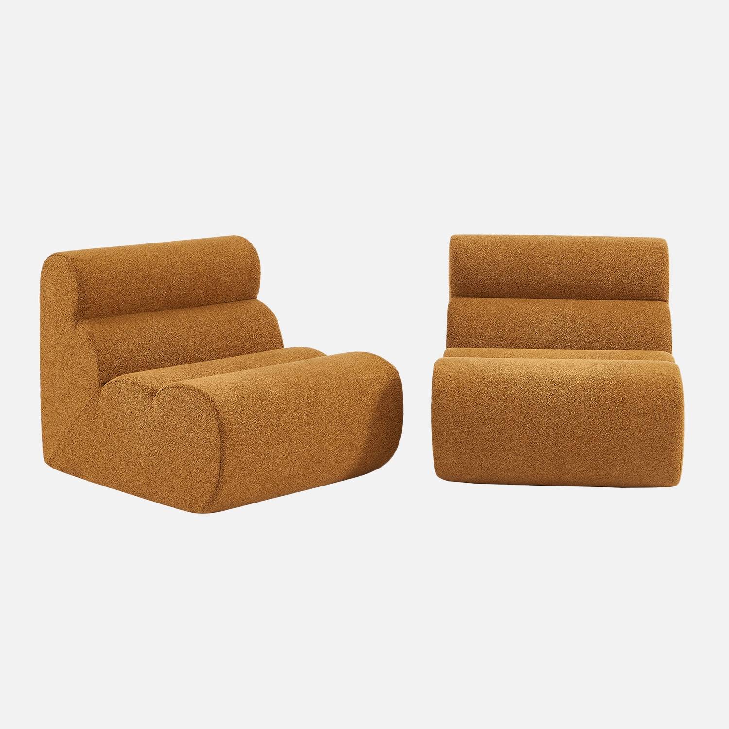 Chauffeuse bouclette texturée moutarde 1 place (lot de 2)