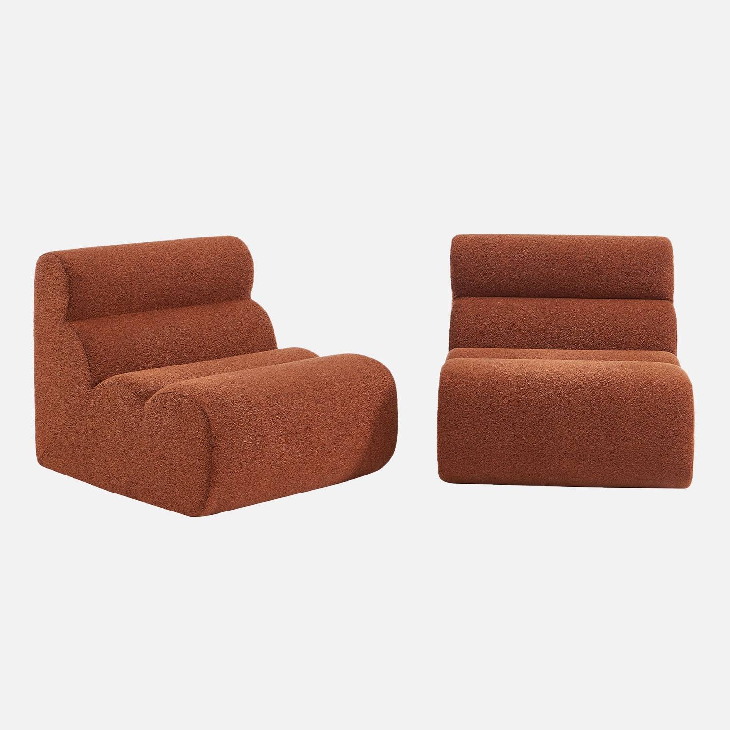 Chauffeuse bouclette texturée terracotta 1 place (lot de 2)