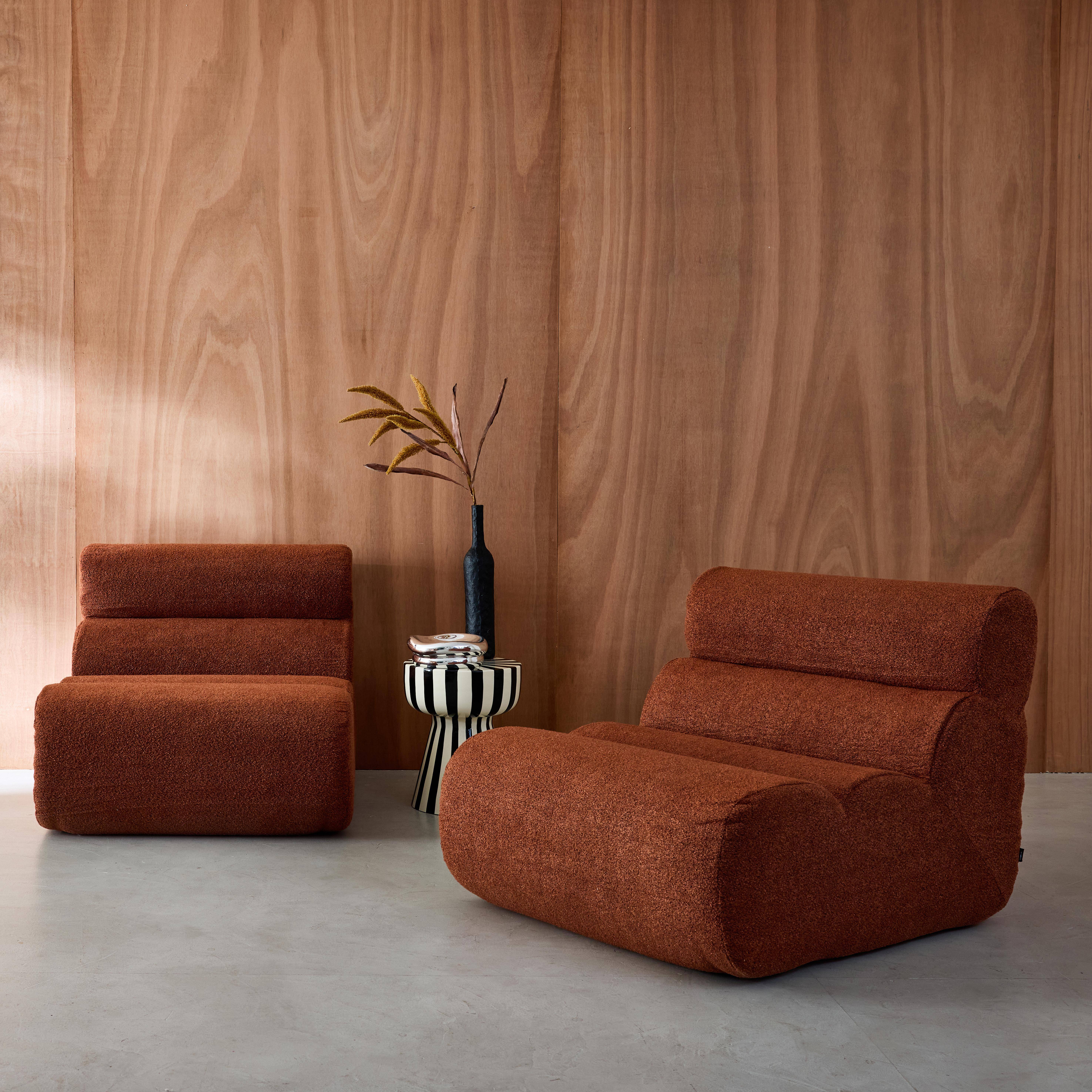 2er-Set modulare Lounge-Sessel mit strukturiertem Bouclé-Bezug in terrakotta B 81 x T 99 x H 75 cm - Nova,sweeek,Photo1