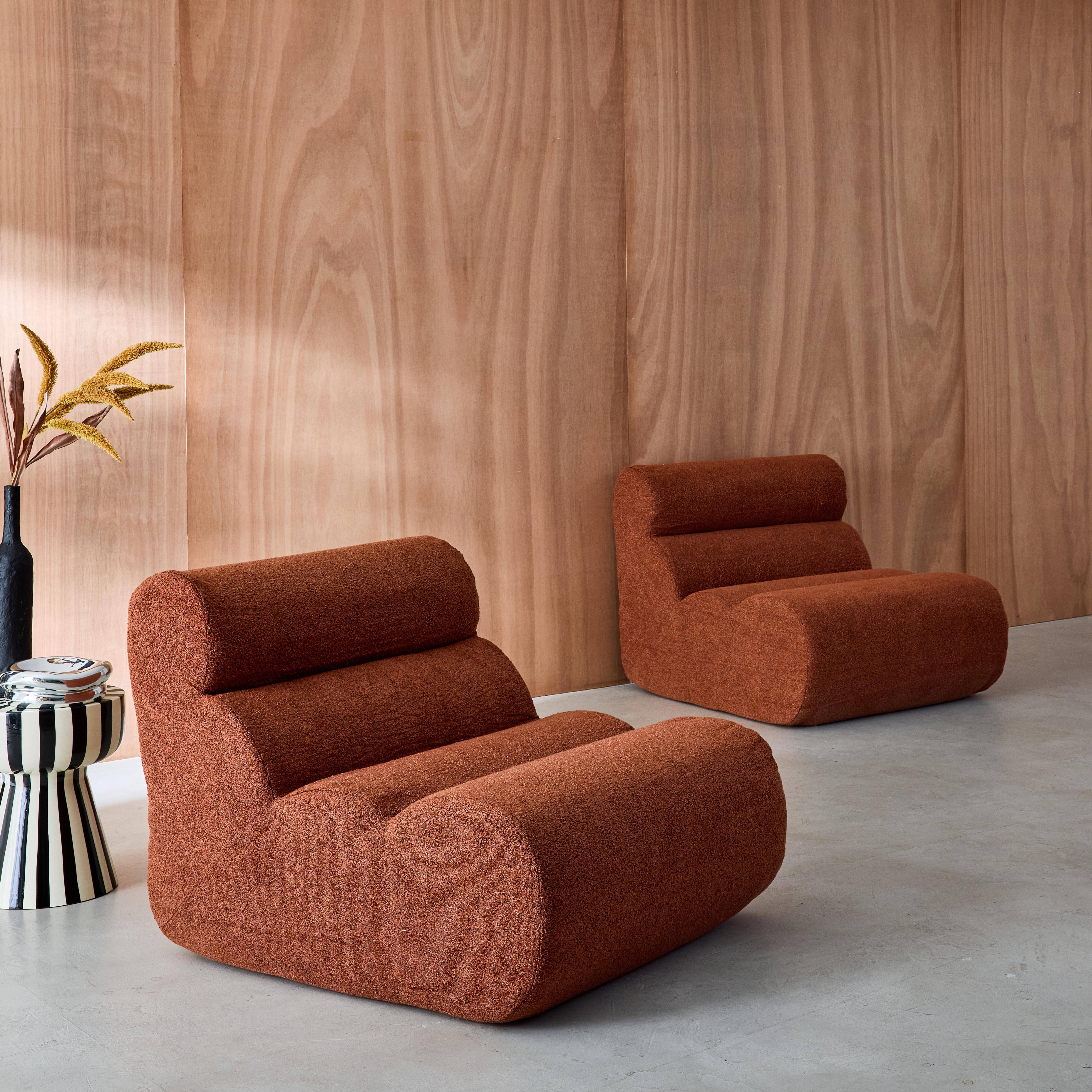 2er-Set modulare Lounge-Sessel mit strukturiertem Bouclé-Bezug in terrakotta B 81 x T 99 x H 75 cm - Nova,sweeek,Photo2