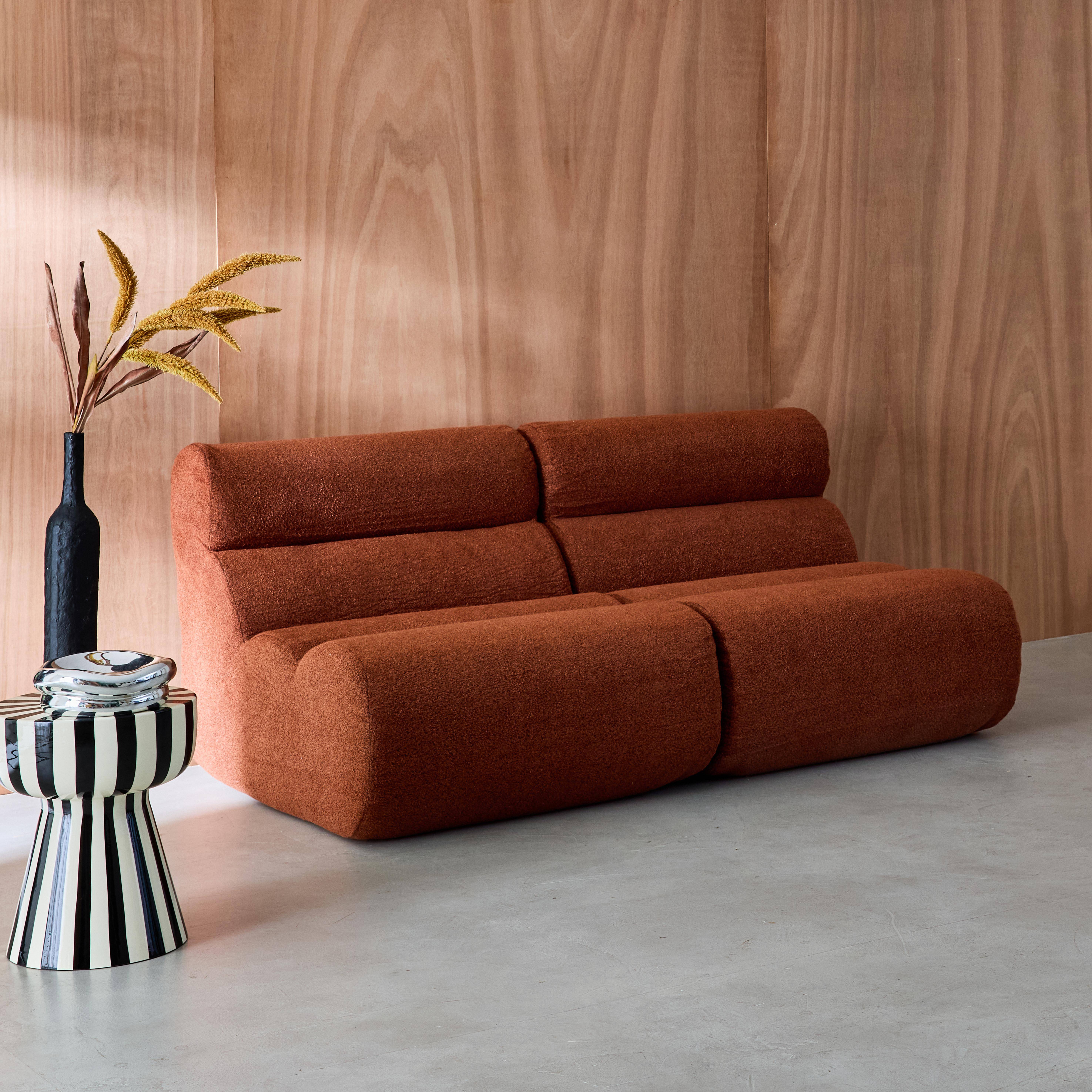 2er-Set modulare Lounge-Sessel mit strukturiertem Bouclé-Bezug in terrakotta B 81 x T 99 x H 75 cm - Nova,sweeek,Photo3