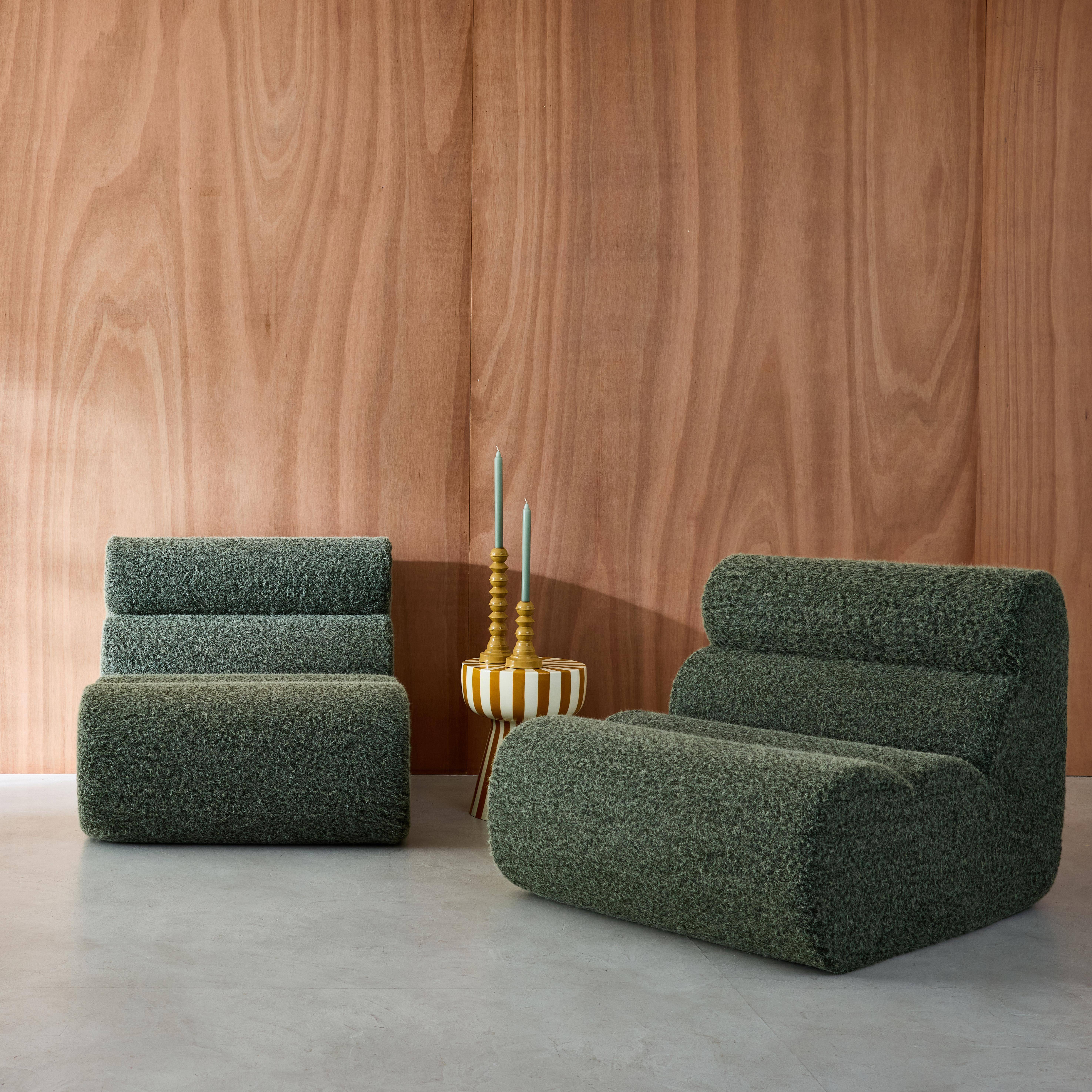 2er-Set modulare Lounge-Sessel mit Bezug im Alpaka-Look khaki B 81 x T 99 x H 75 cm - Nova Photo1