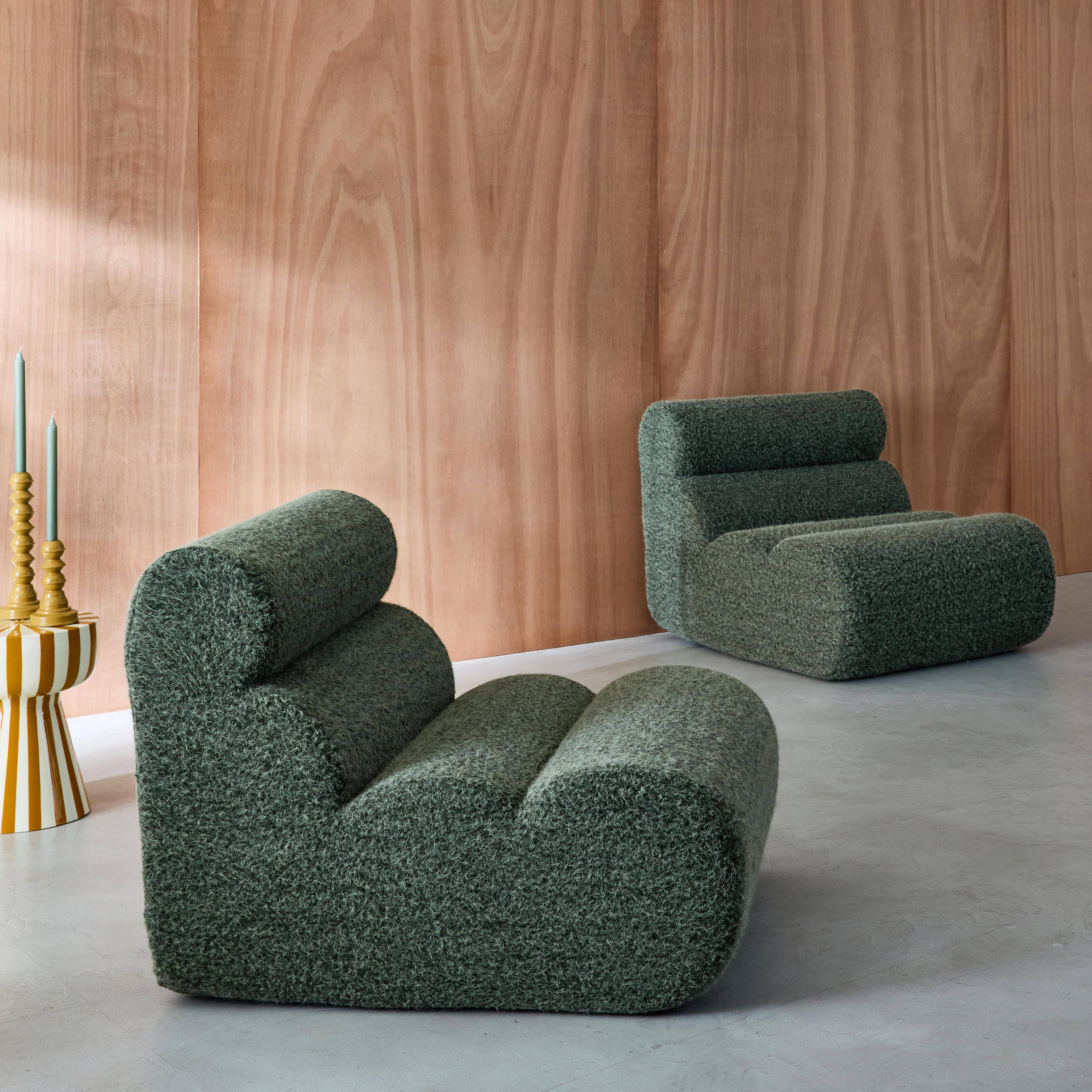 2er-Set modulare Lounge-Sessel mit Bezug im Alpaka-Look khaki B 81 x T 99 x H 75 cm - Nova Photo2