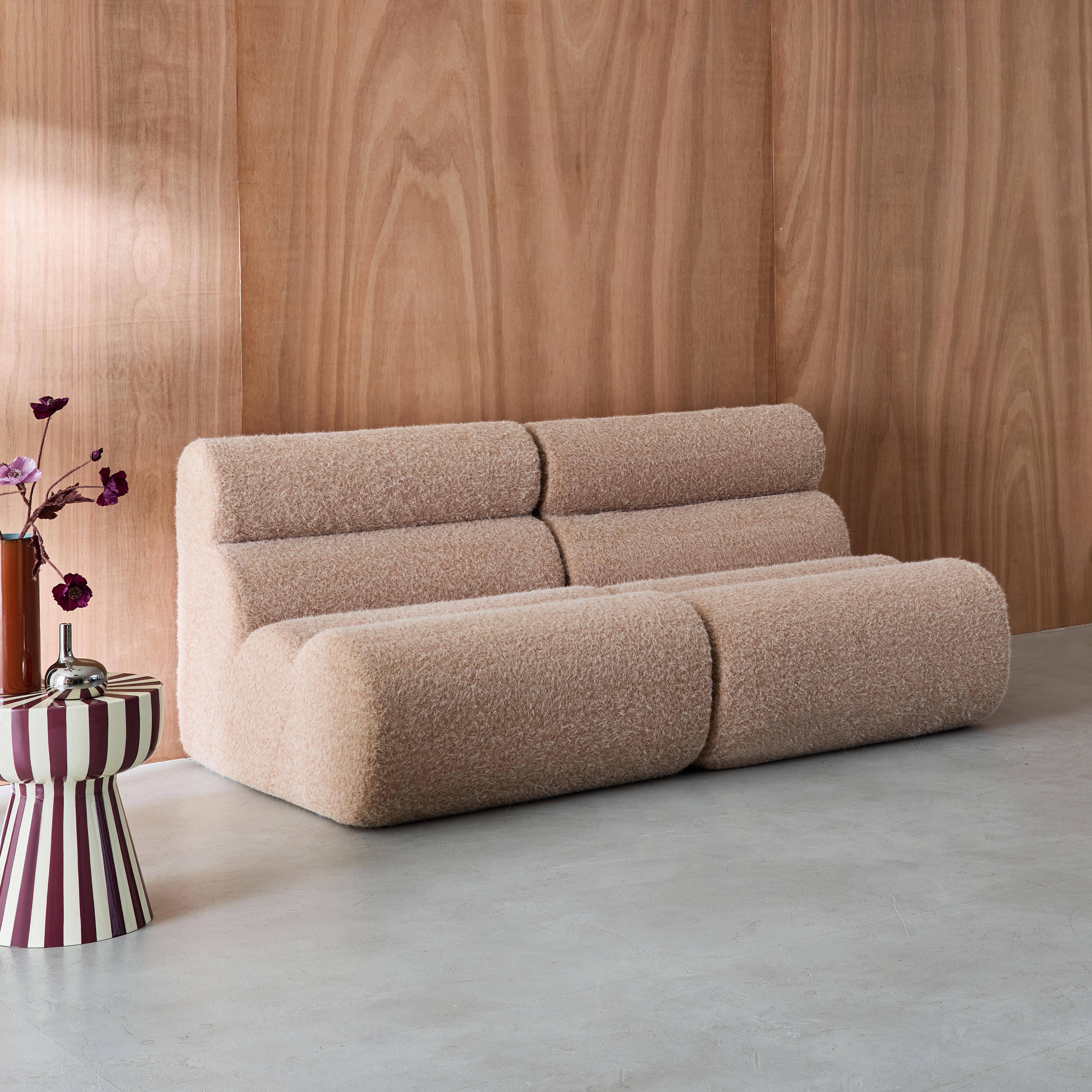 2er-Set modulare Lounge-Sessel mit Bezug im Alpaka-Look beige B 81 x T 99 x H 75 cm - Nova,sweeek,Photo3