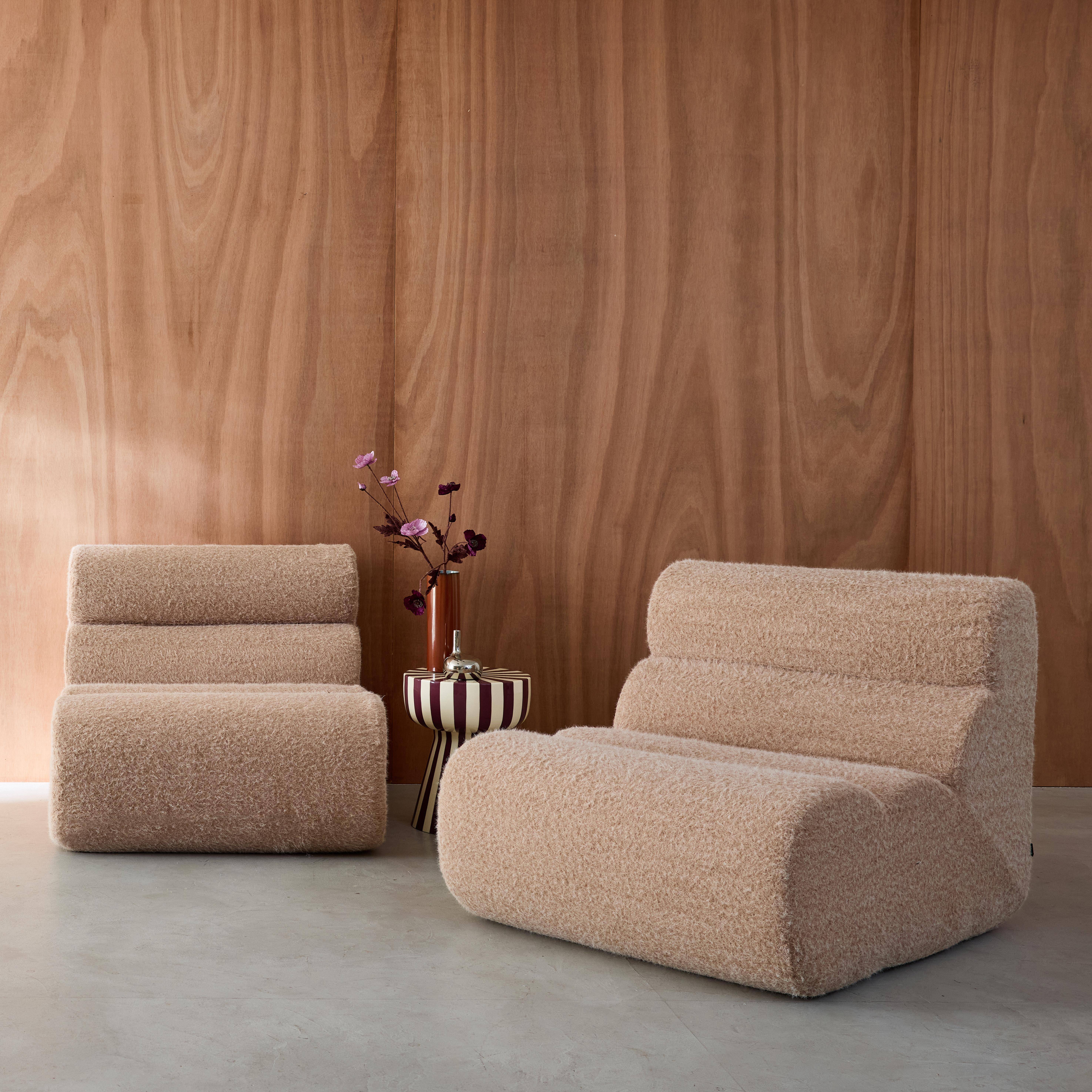 2er-Set modulare Lounge-Sessel mit Bezug im Alpaka-Look beige B 81 x T 99 x H 75 cm - Nova Photo1