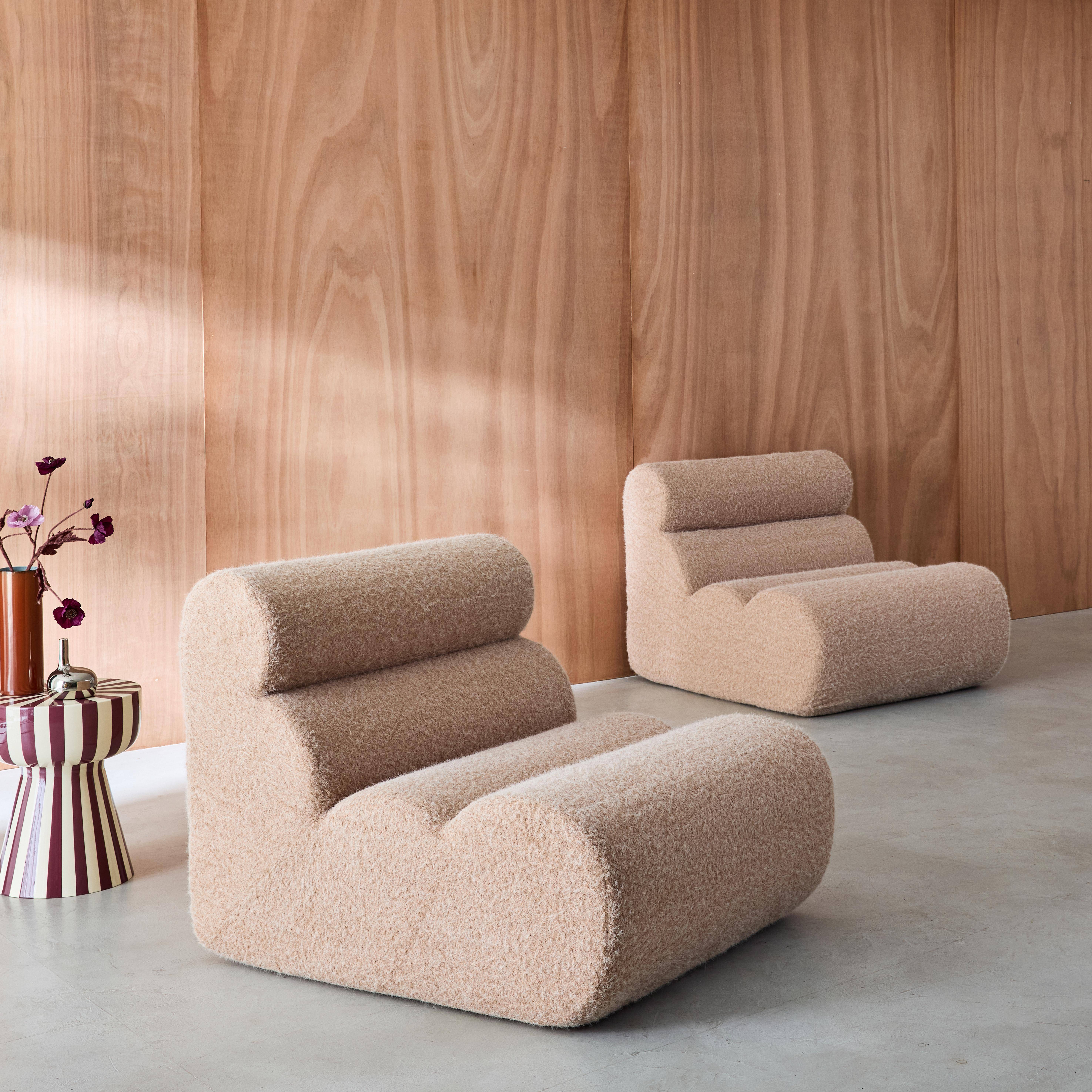 2er-Set modulare Lounge-Sessel mit Bezug im Alpaka-Look beige B 81 x T 99 x H 75 cm - Nova,sweeek,Photo2