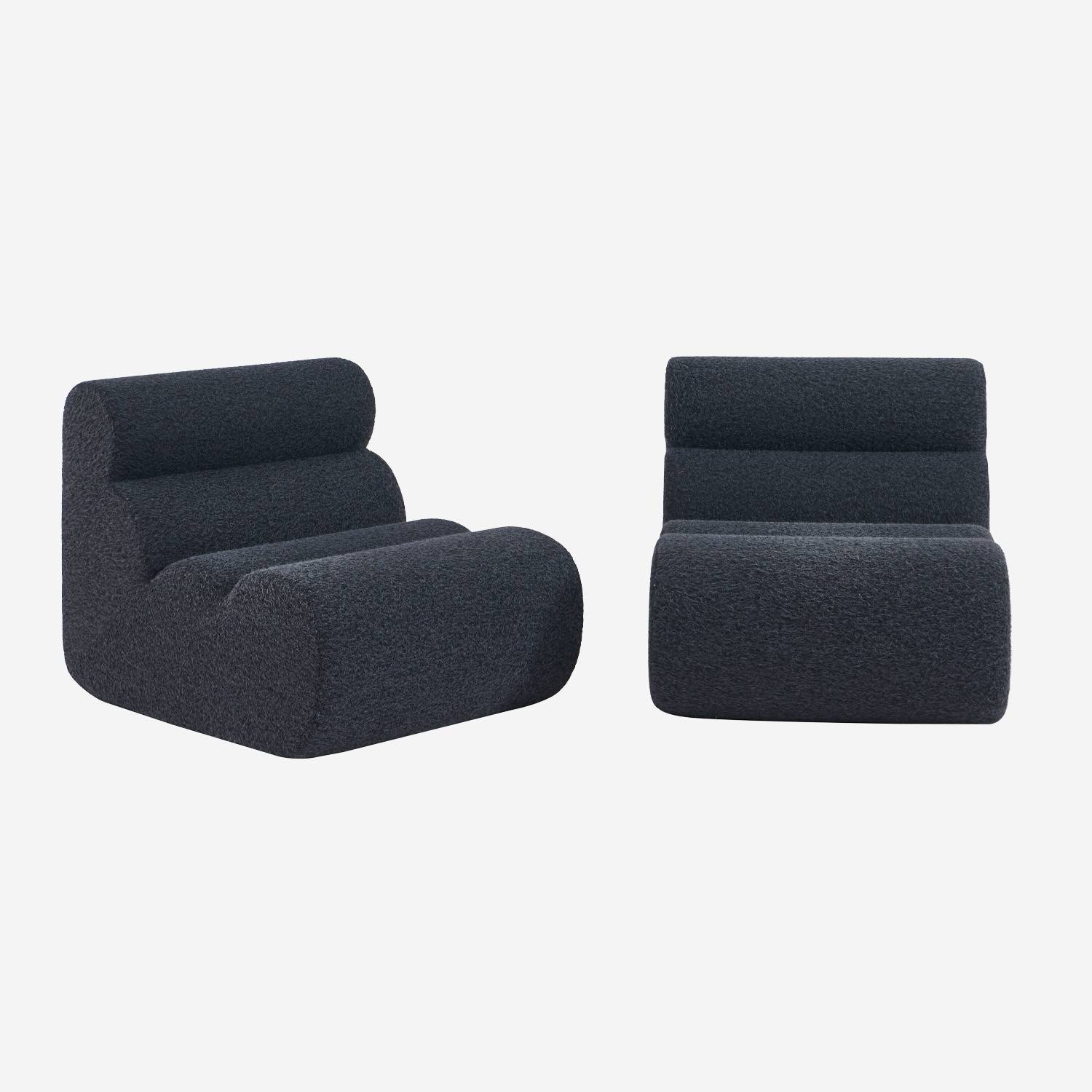 Chauffeuse tissu effet alpaca bleu foncé 1 place (lot de 2)