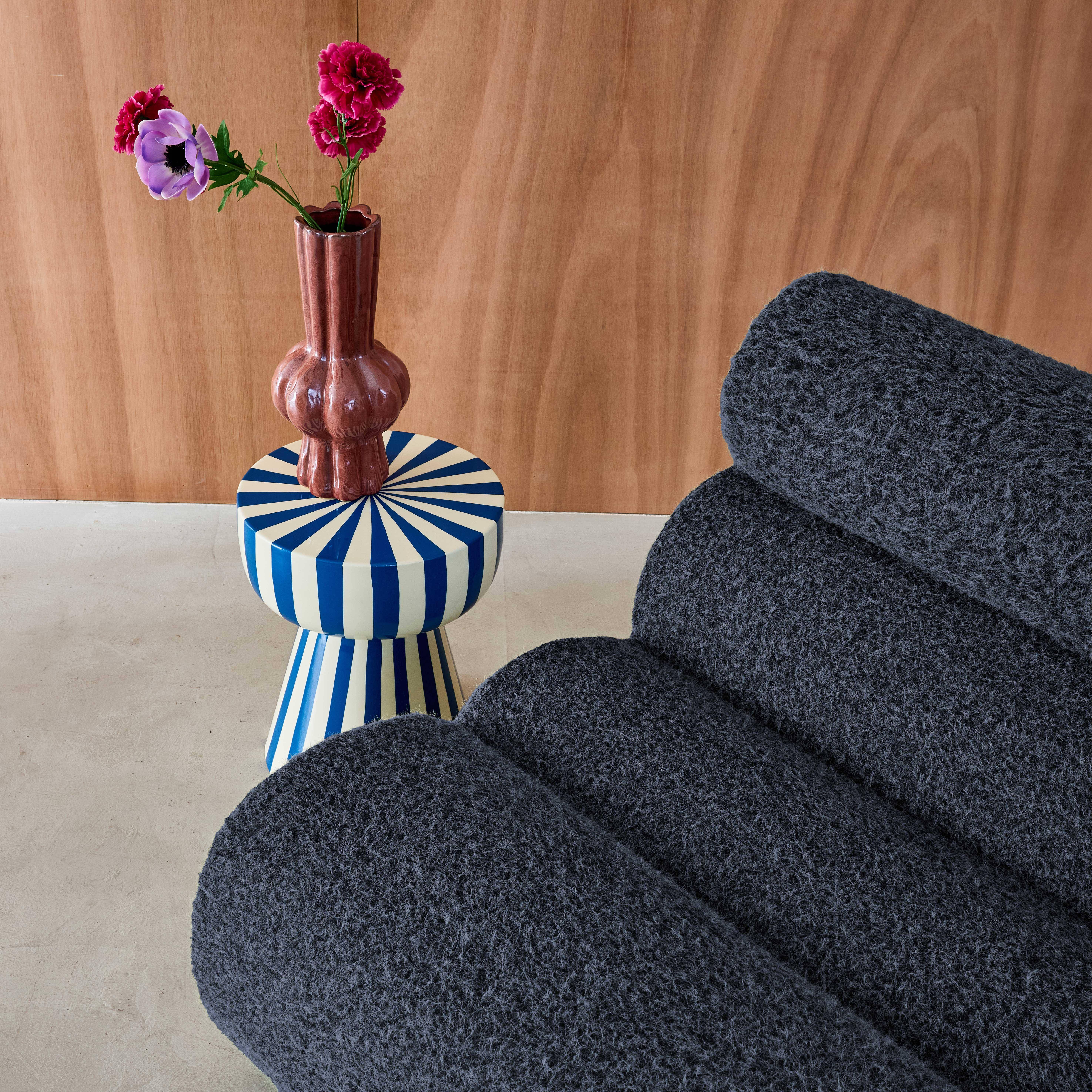 Stoffen fauteuils effect alpaca 1 zitplaats (set van 2) donkerblauw L 81 x B 99 x H 75cm - Nova,sweeek,Photo4