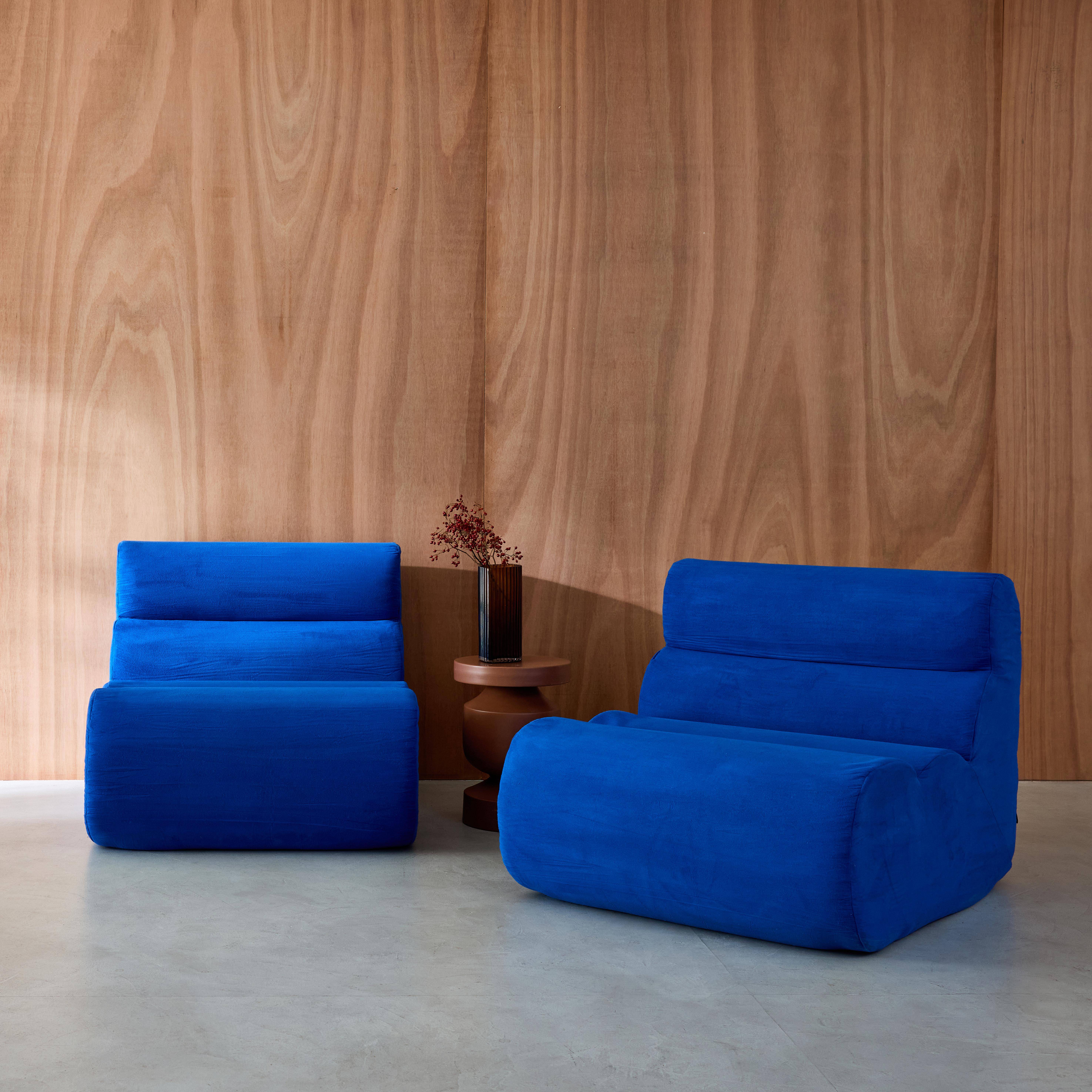 Stoffen fauteuils 1 zitplaats (set van 2) elektrisch blauw L 81 x B 99 x H 75cm - Nova,sweeek,Photo1